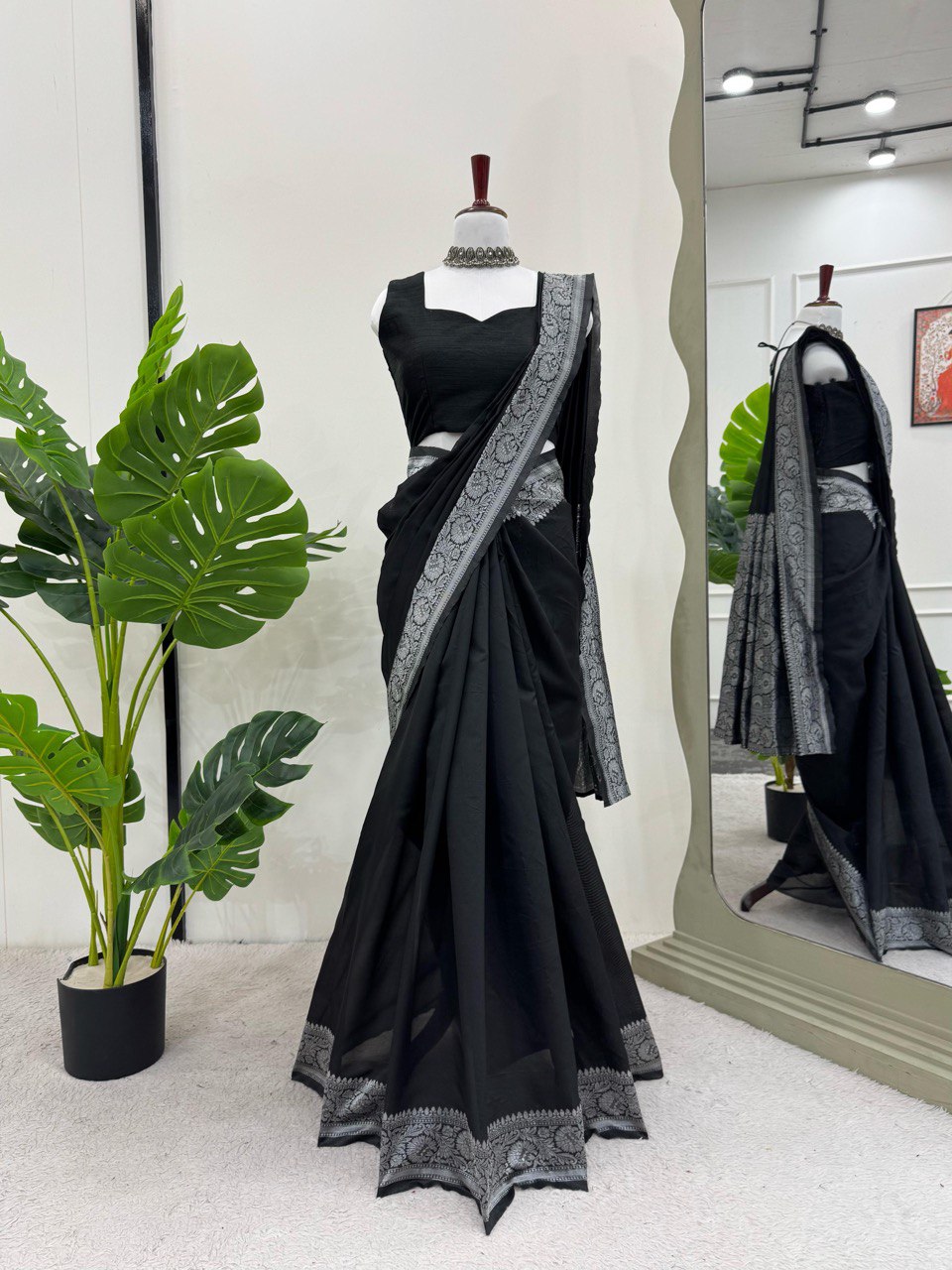 Party Wear Special New Black Kota Silk Saree Collection.