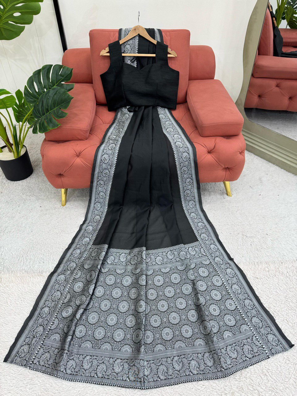 Party Wear Special New Black Kota Silk Saree Collection.