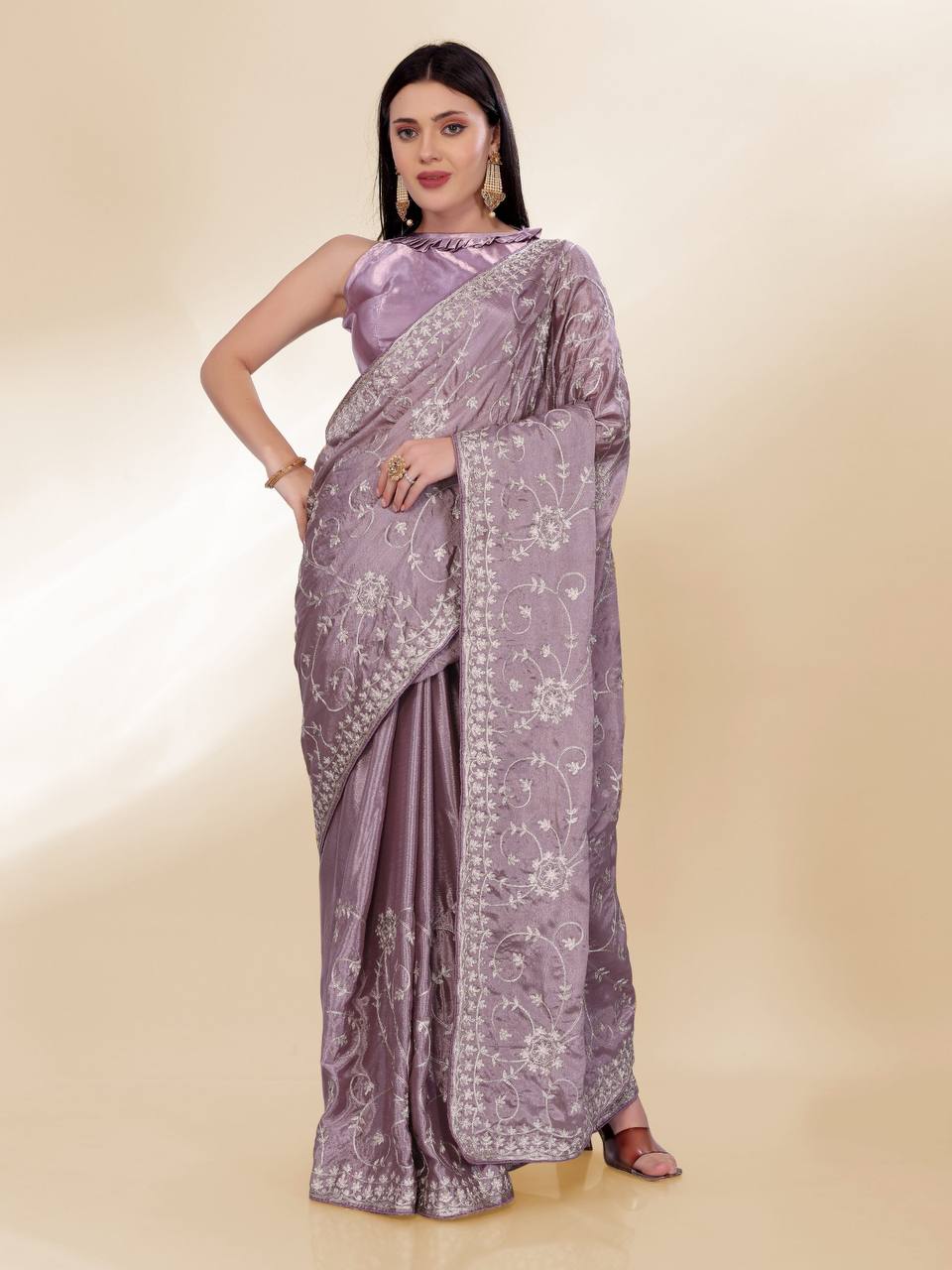Trendy Designer Chinon Silk Saree Collection.