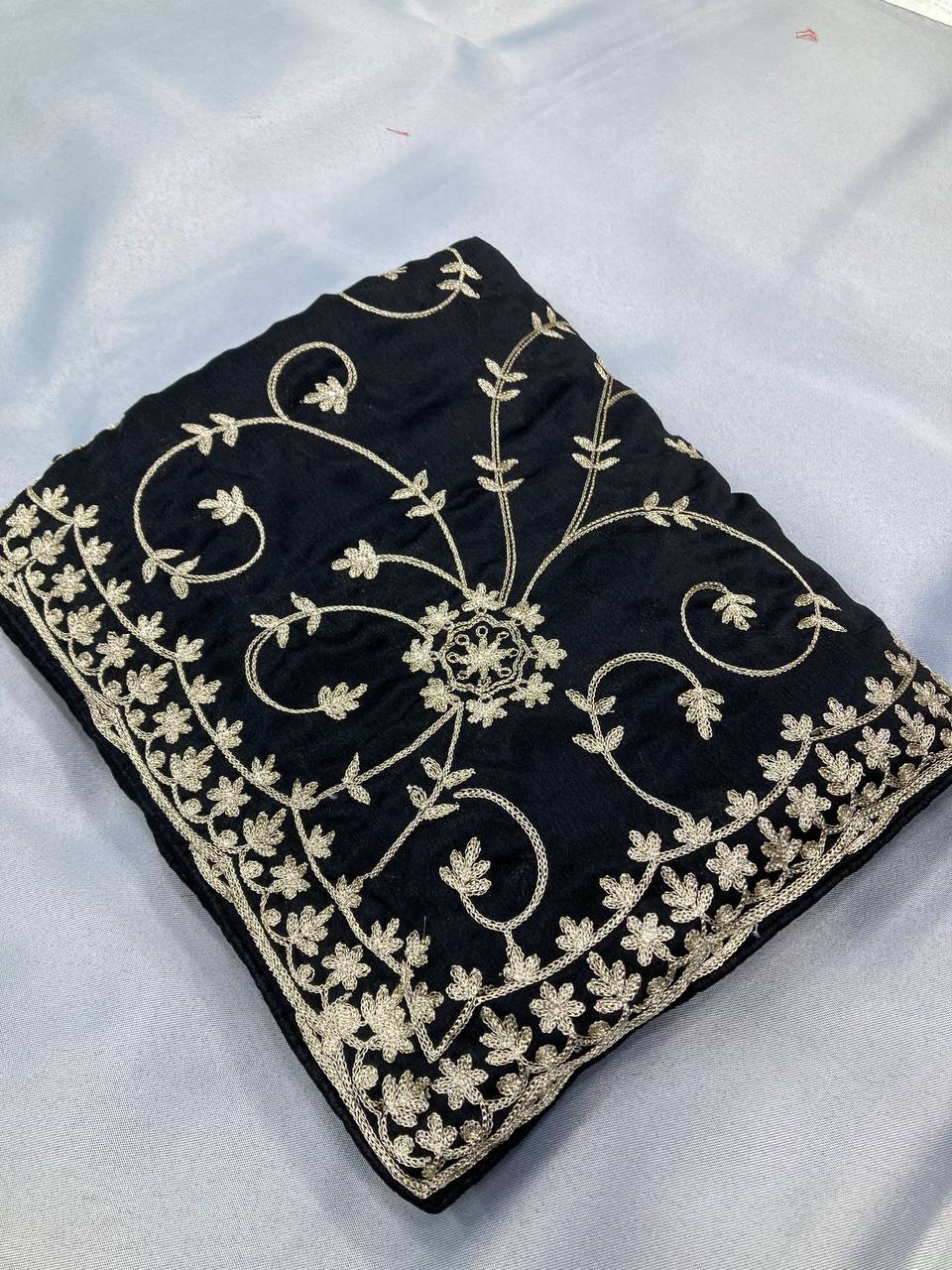 Latest New Black Chinon Silk Saree Collection.