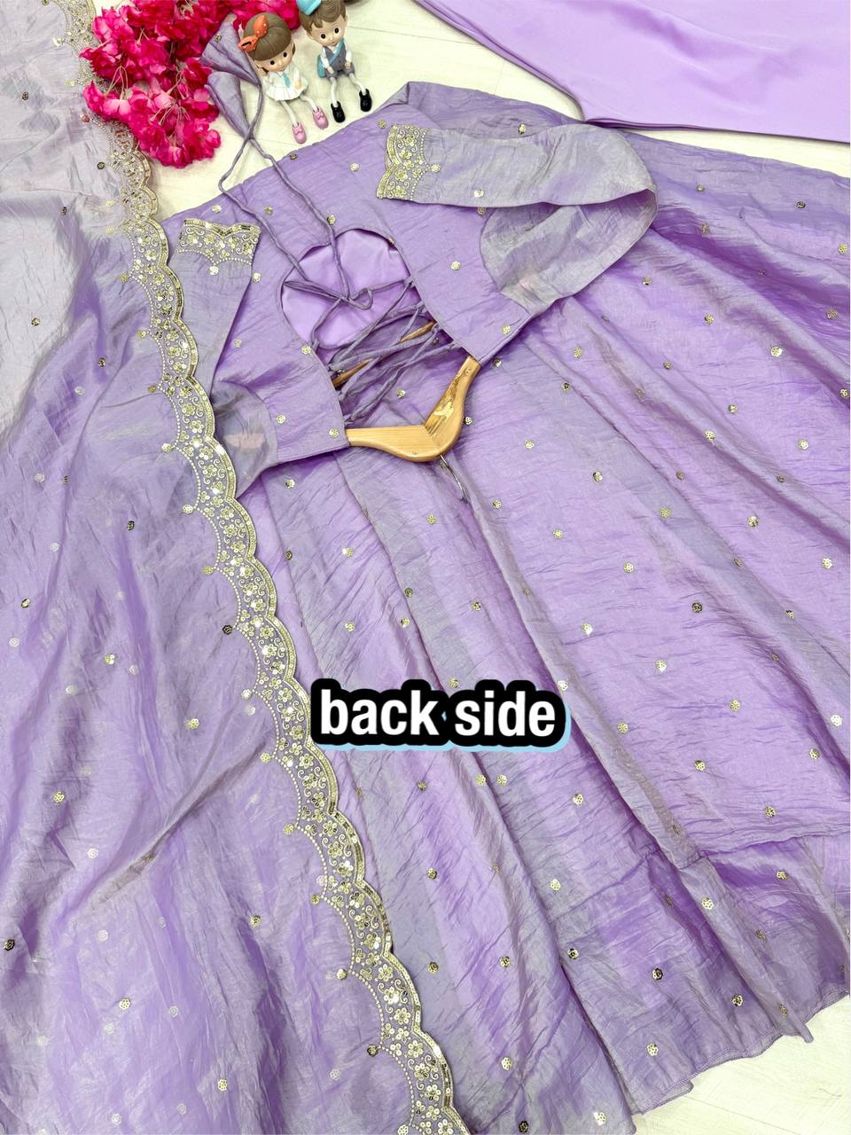 Beautiful Party Wear Pure Gold Crush Silk Lavender Gown Collection.