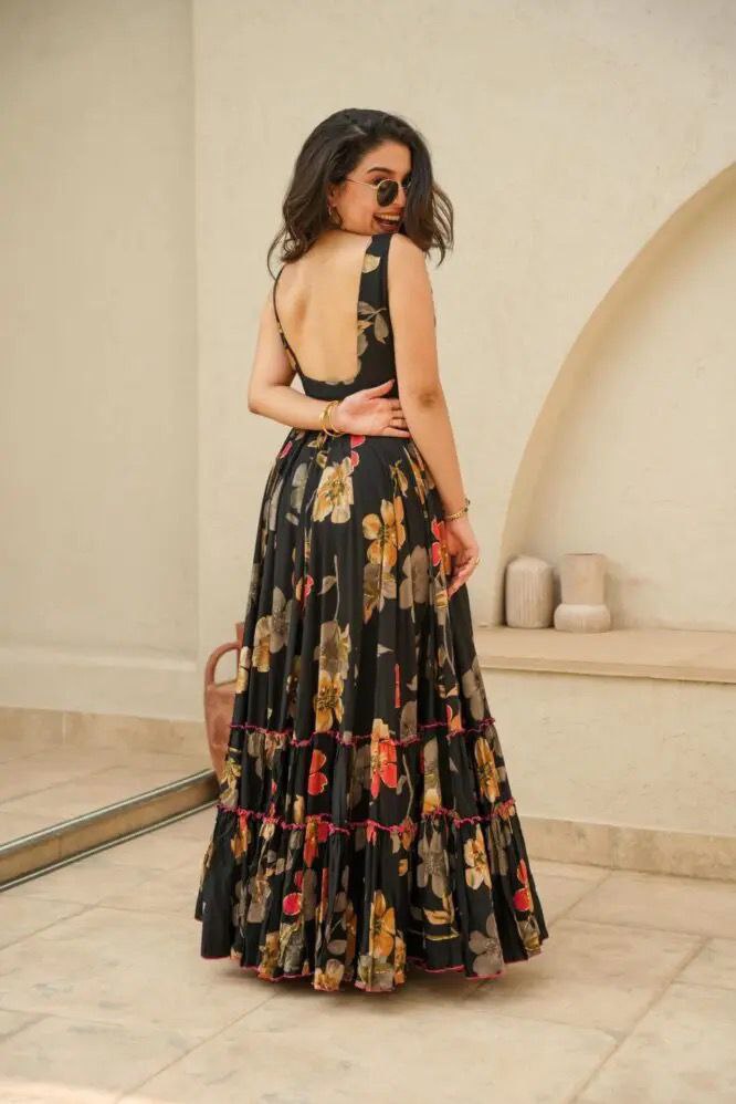 Party Wear Special Pure Jimmy Organza Silk Black Gown Collection.