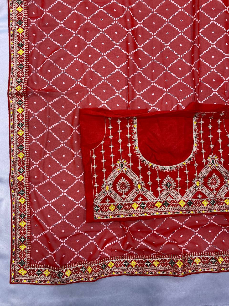 Wedding Wear Special Red Bandhni Saree Collection.