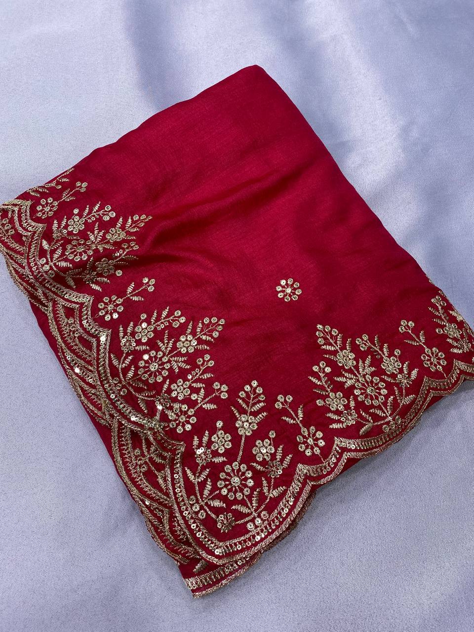 Most Trendy Designer Chinon Silk Saree Collection.