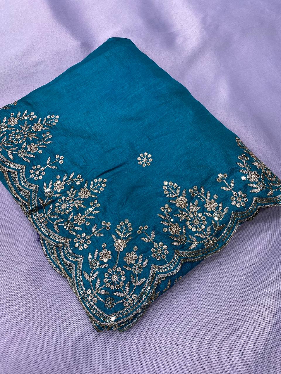 Latest Trendy Chinon Silk Saree Collection.