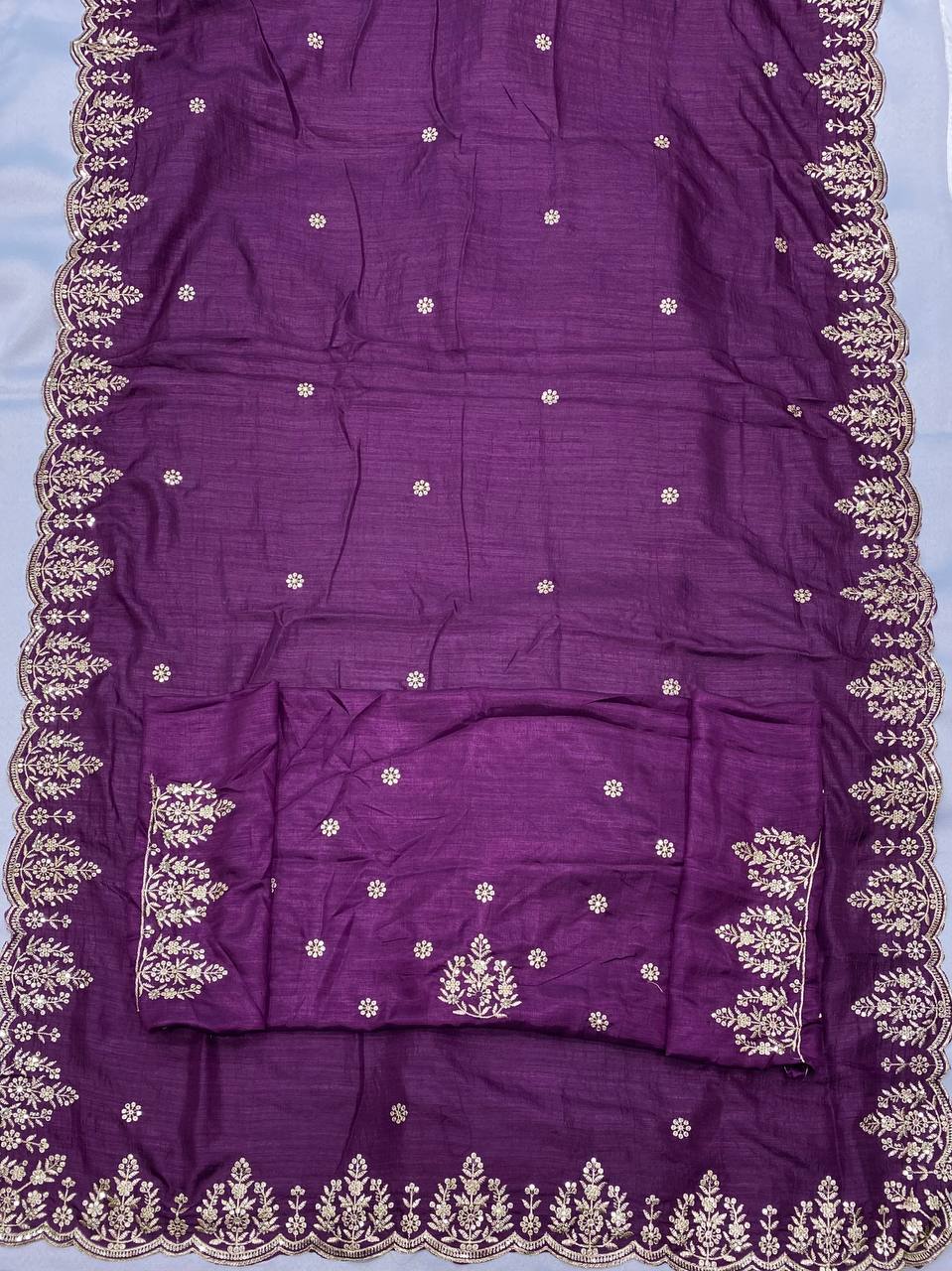 Most Pretty Chinon Silk Purple Saree Collection.