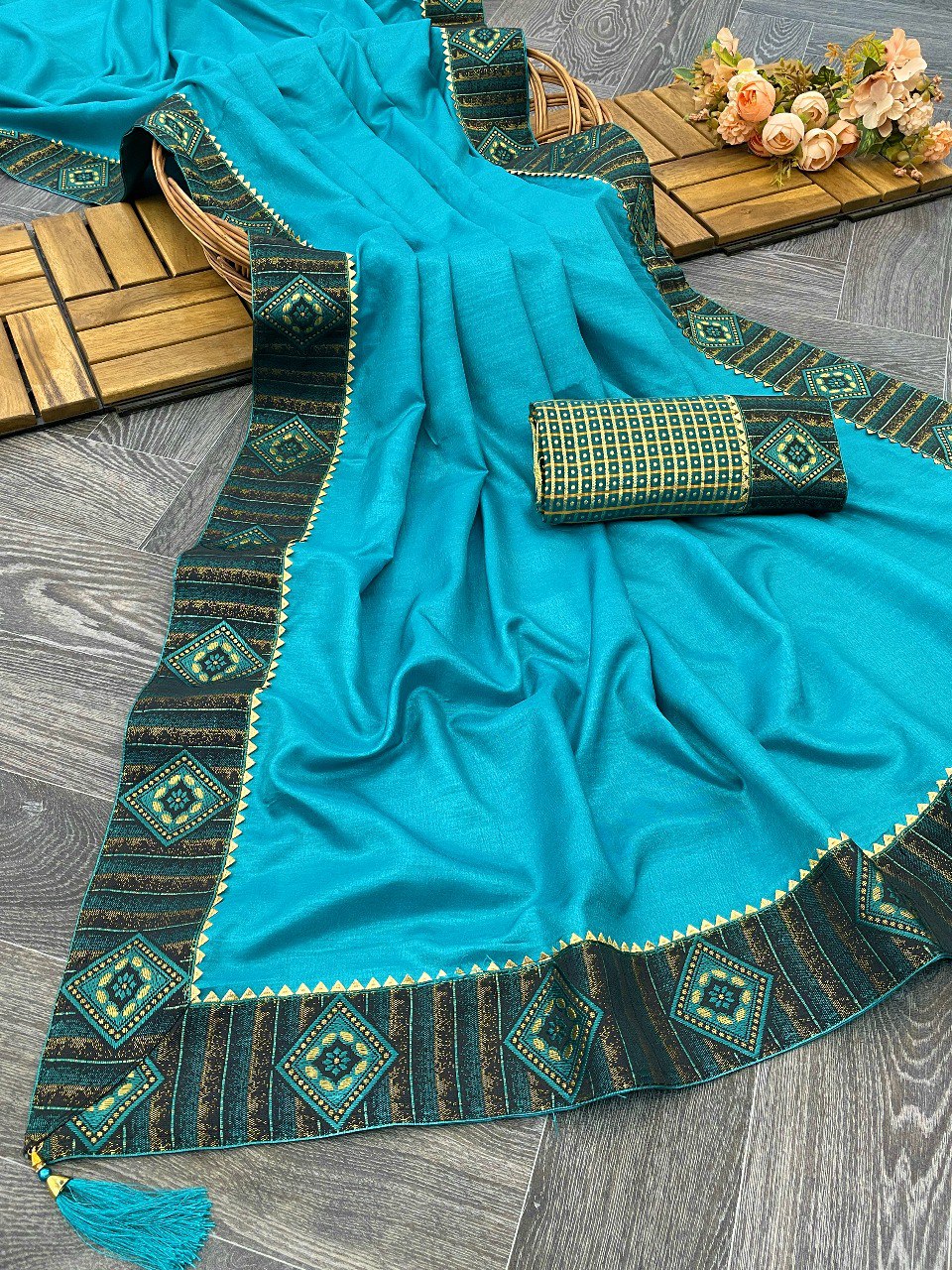 Gorgeous Sky Blue Trendy Saree Collection.