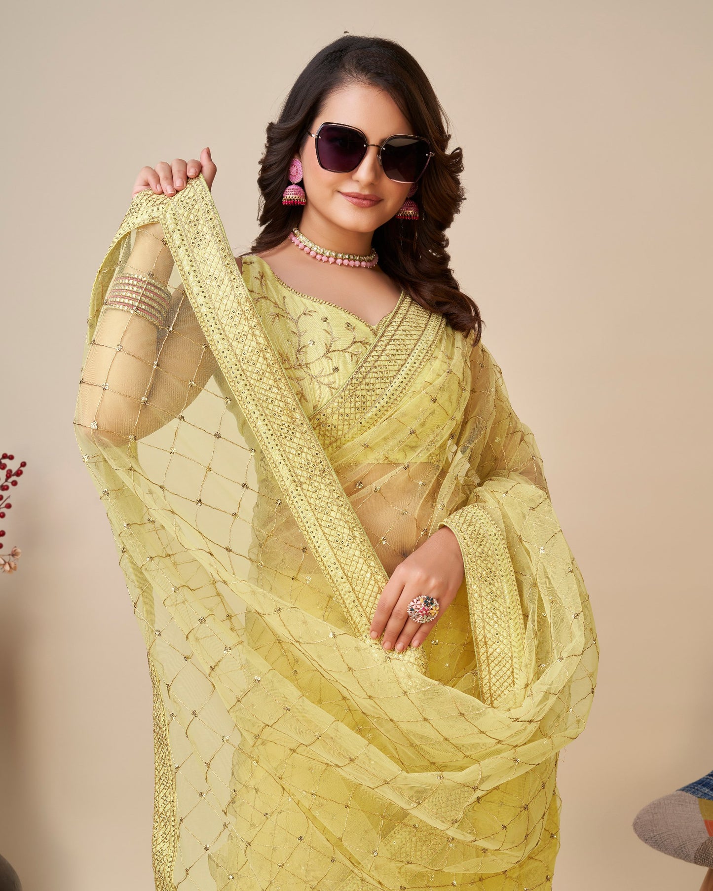 Premium Soft Butterfly Net Designer Saree.