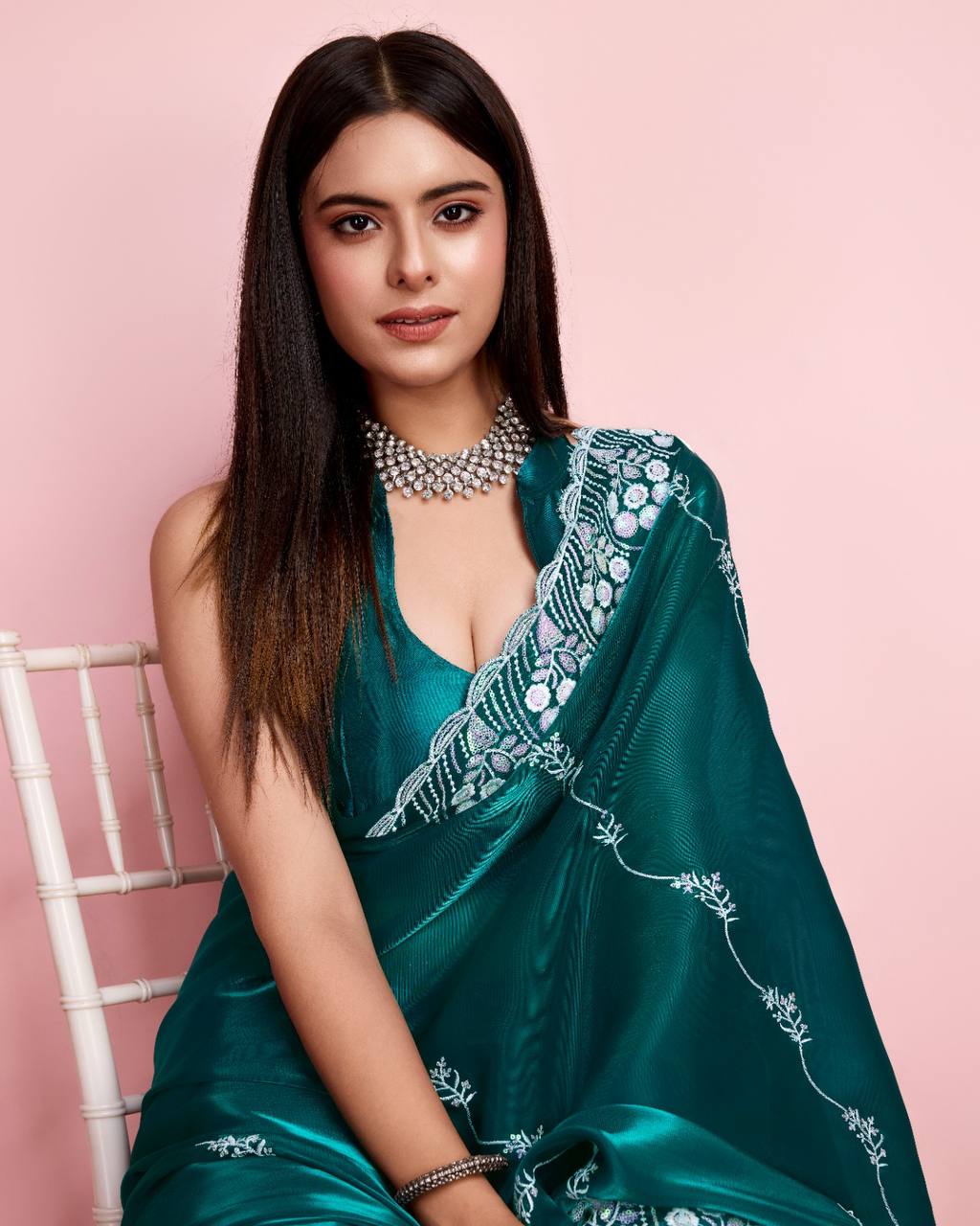 Occasions Wear Premium Soft Zimmy Chu Silk Saree.