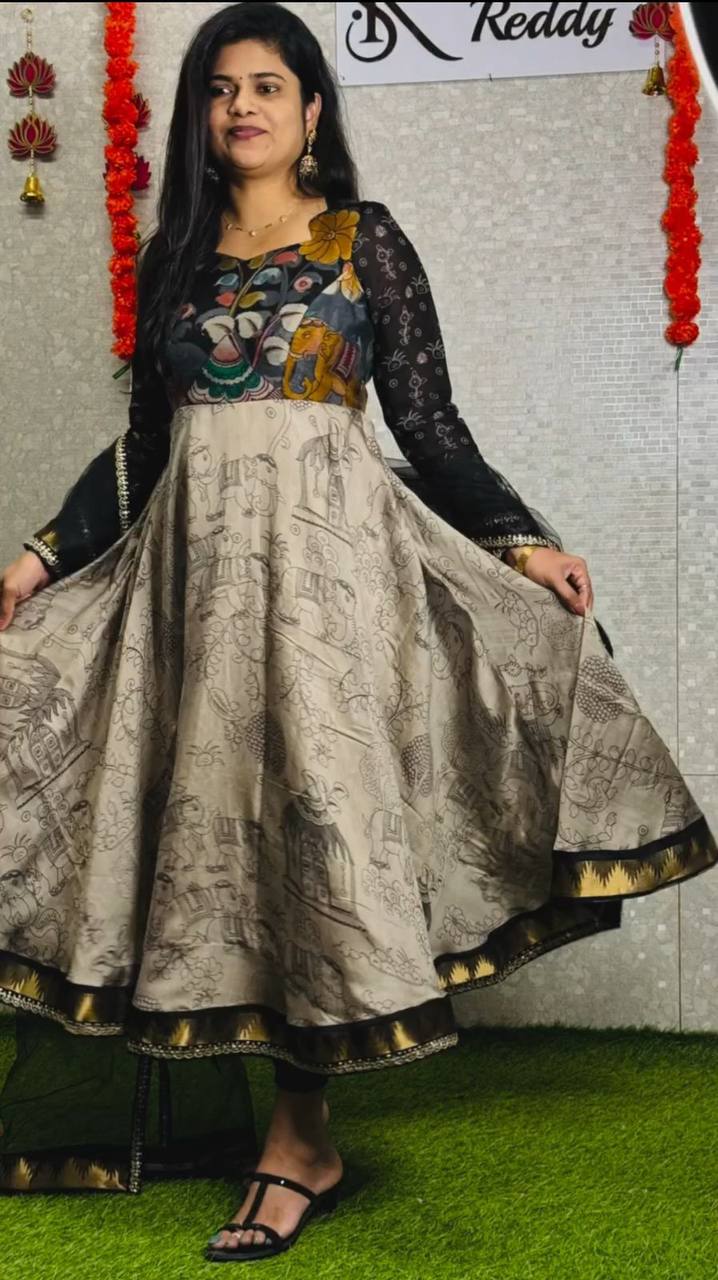 Beautiful Kalamkgari Printed Gown Collection.