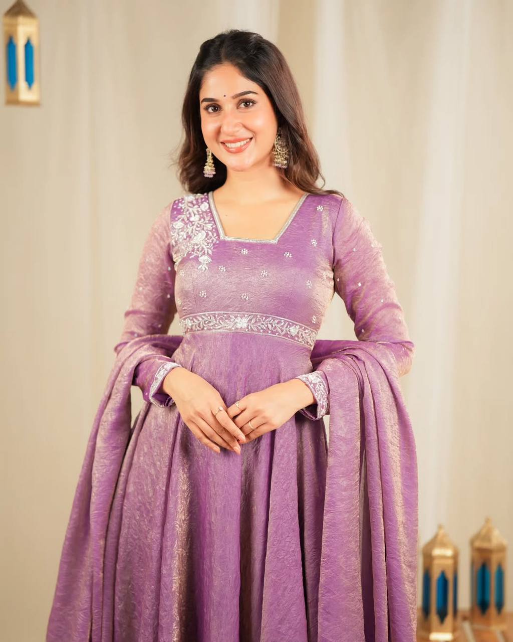 Beautiful Gorgeous Trendy Designer Gold Crush Silk Gown Collection.