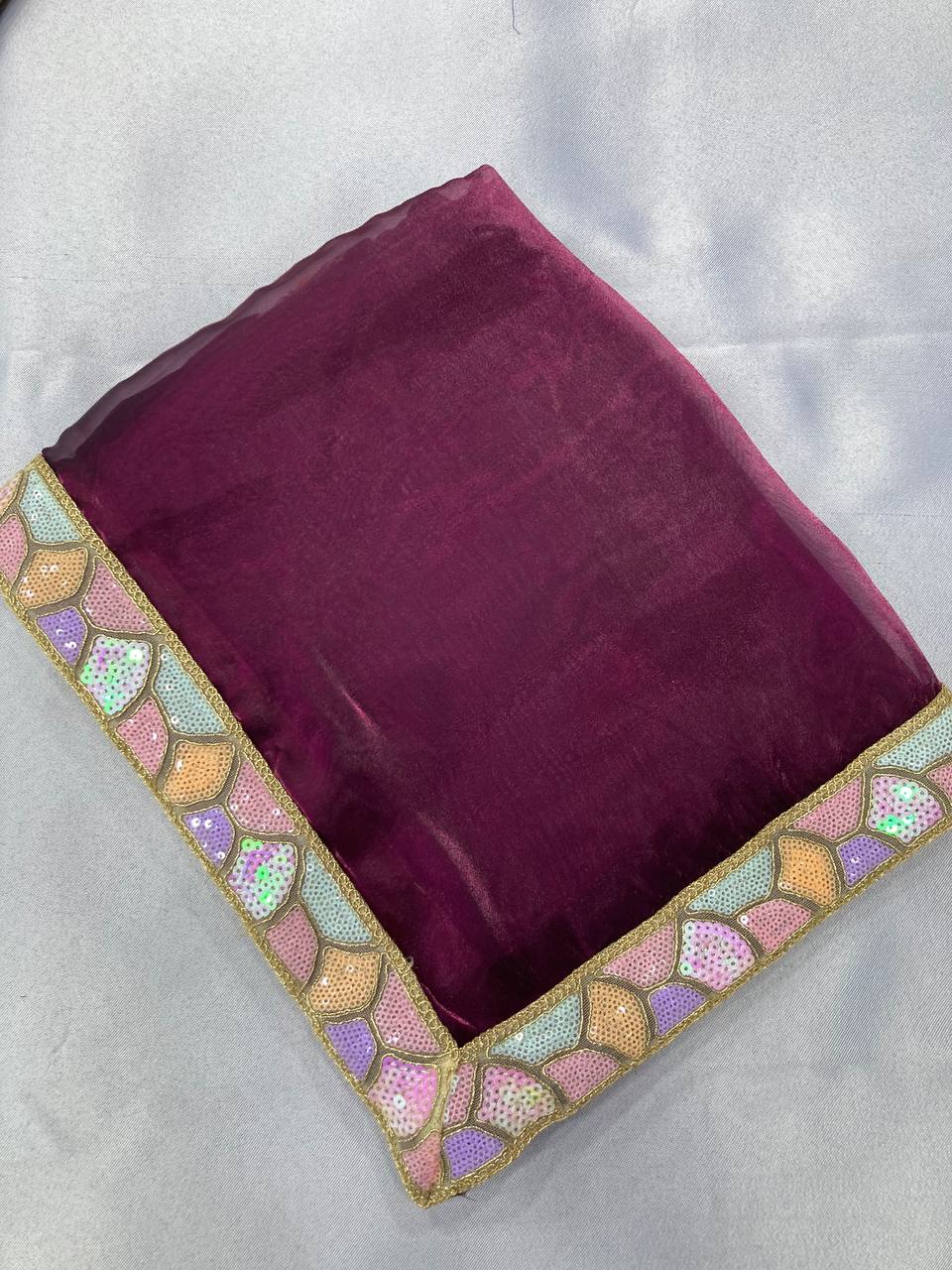 Beautiful Wine Colour Zimmy Choo Saree Collection.