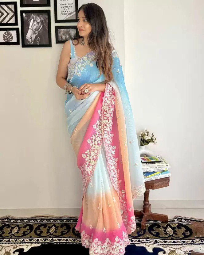 Beautiful Premium Faux Georgette Saree Collection.