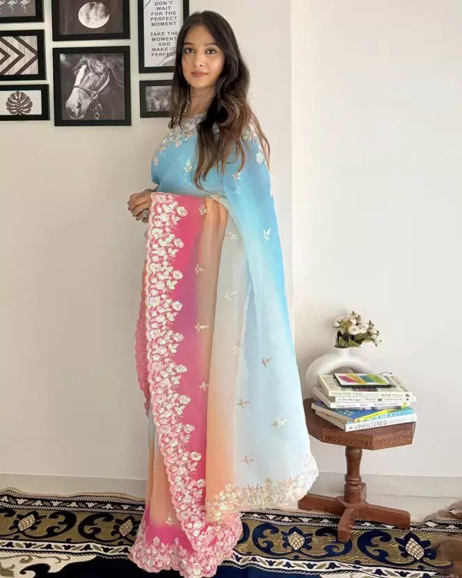 Beautiful Premium Faux Georgette Saree Collection.