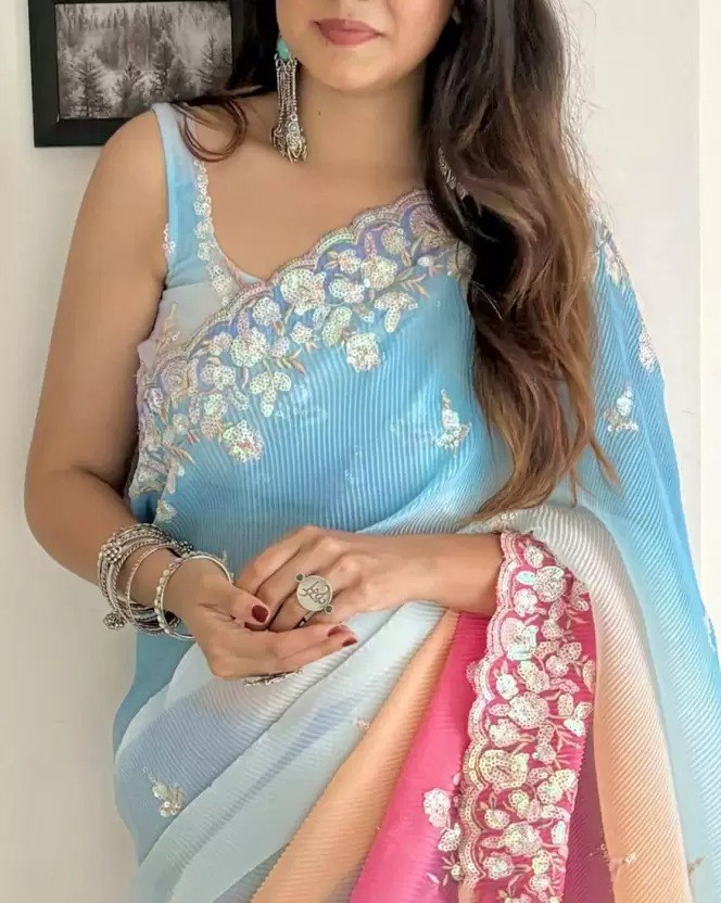 Beautiful Premium Faux Georgette Saree Collection.