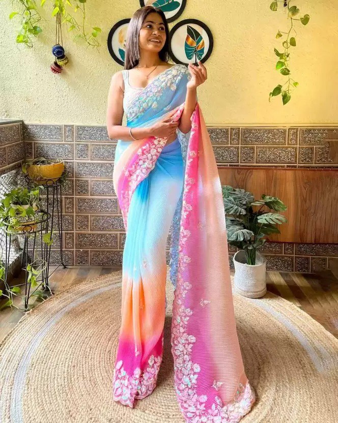 Beautiful Premium Faux Georgette Saree Collection.