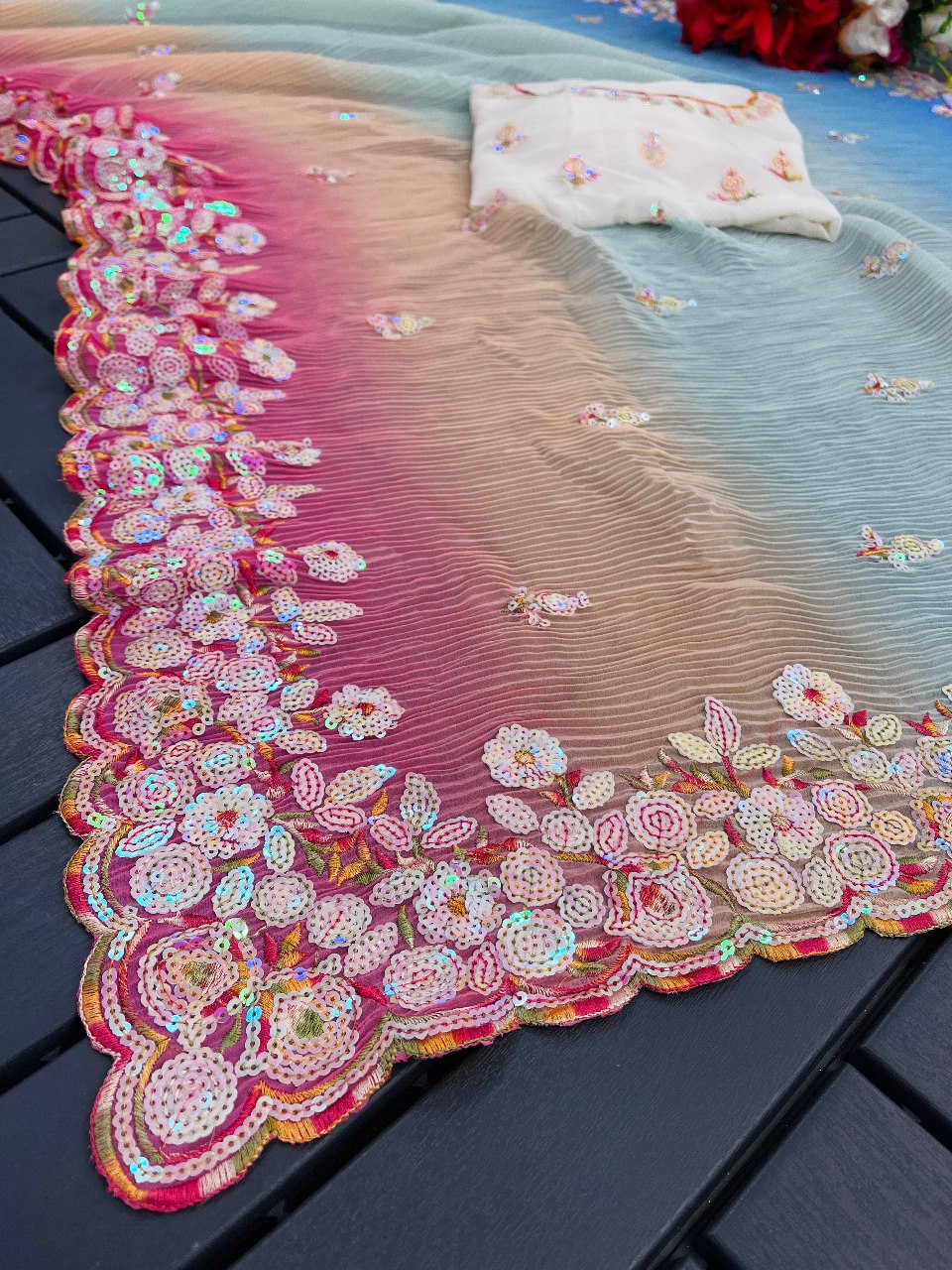 Beautiful Premium Faux Georgette Saree Collection.