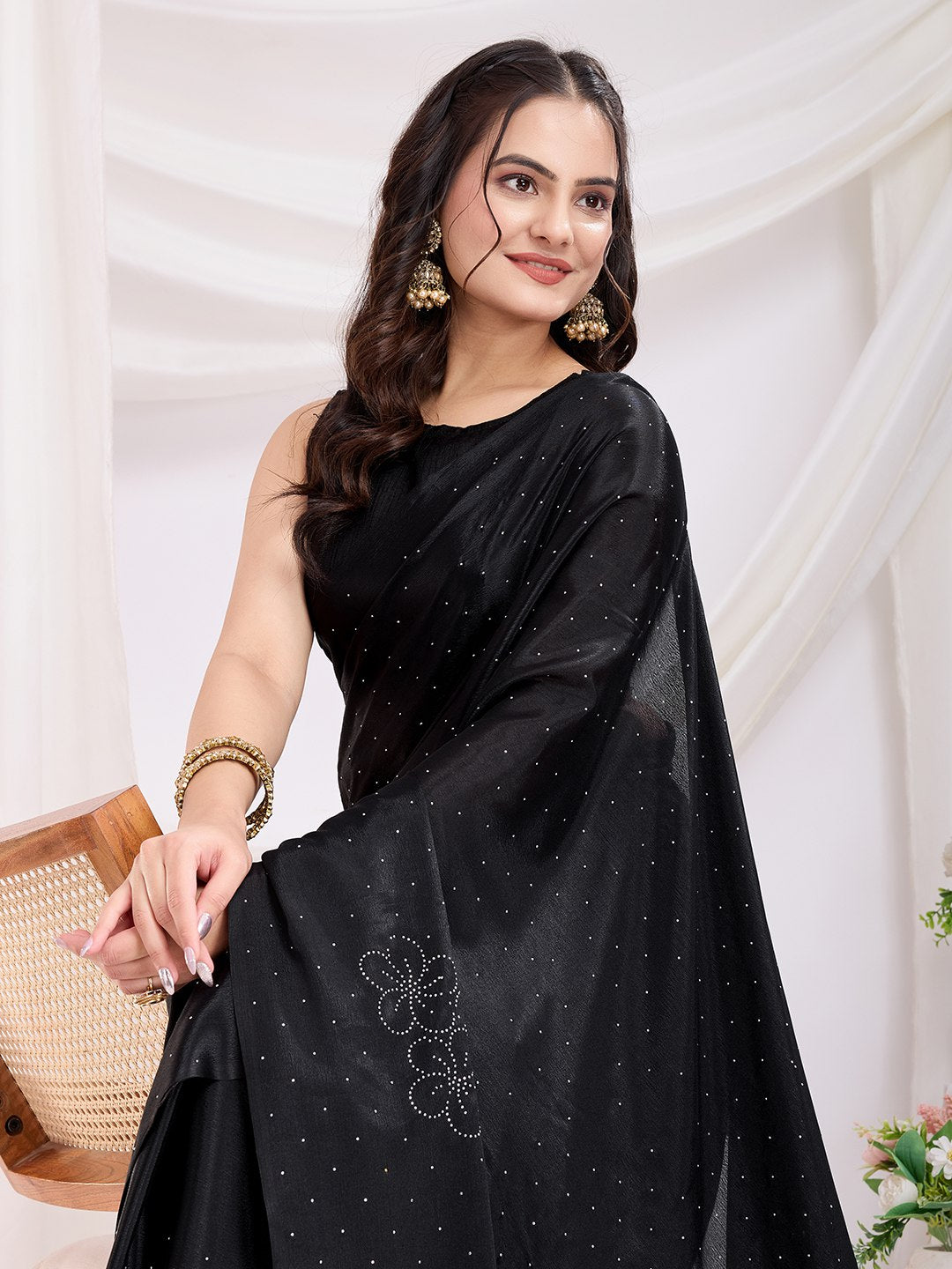 Party Wear Special Black Ready To Wear Trendy Saree Collection.