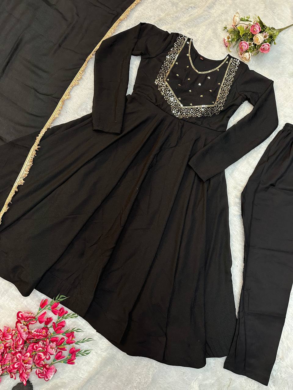 Beautiful Party Wear Black Gown Collection.