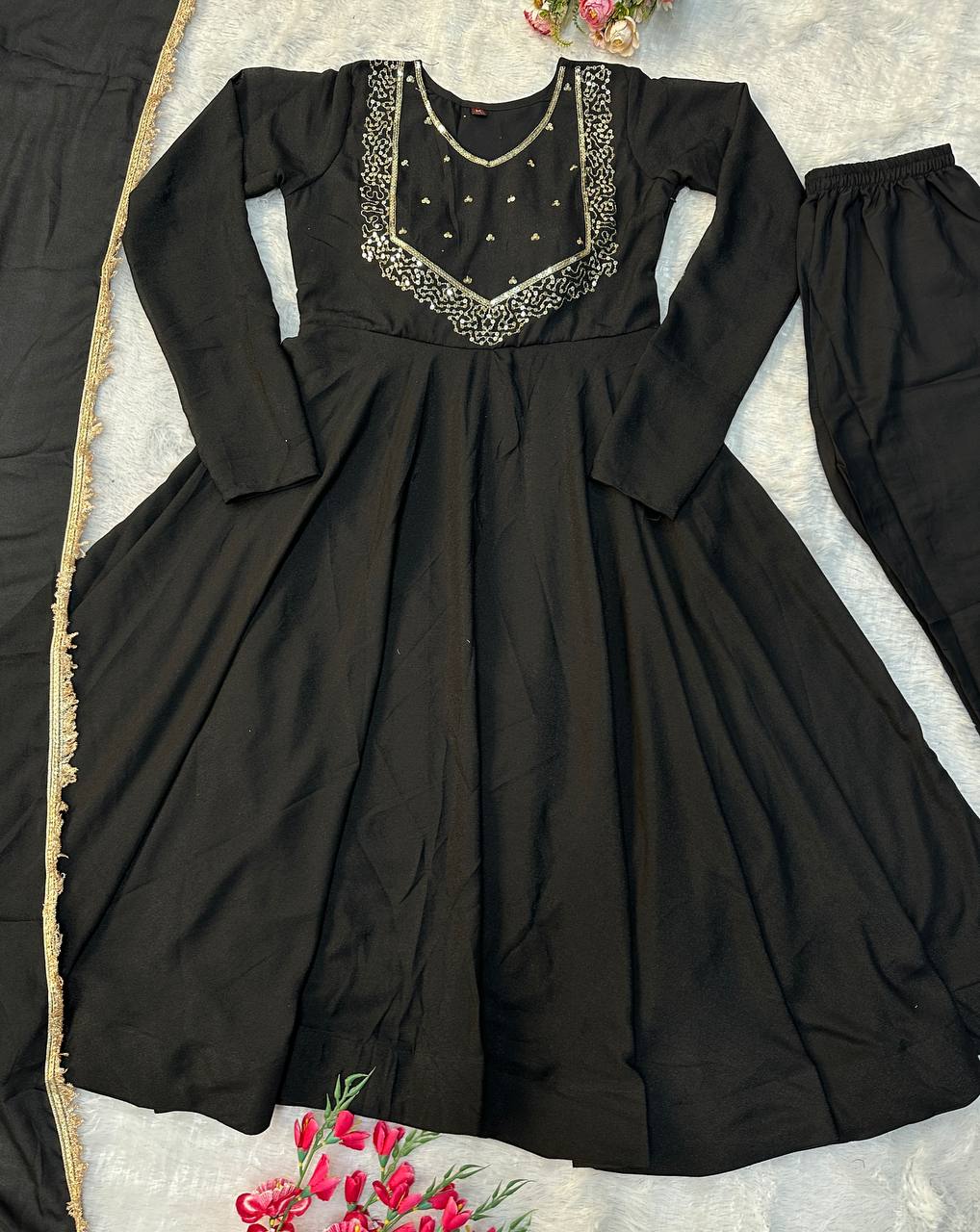 Beautiful Party Wear Black Gown Collection.