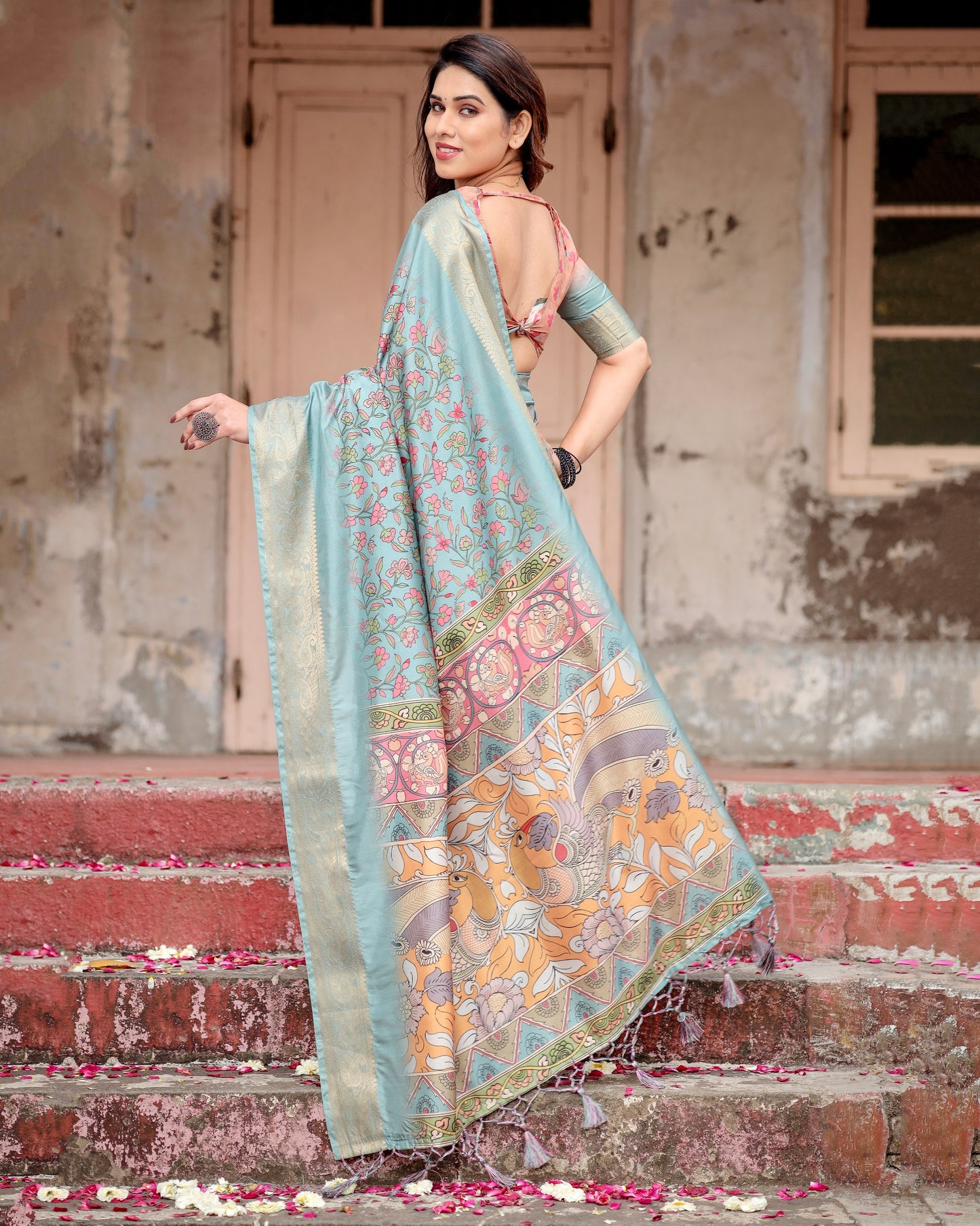 Elegant Look Gorgeous Digital Printed Pure Silk Saree Collection.