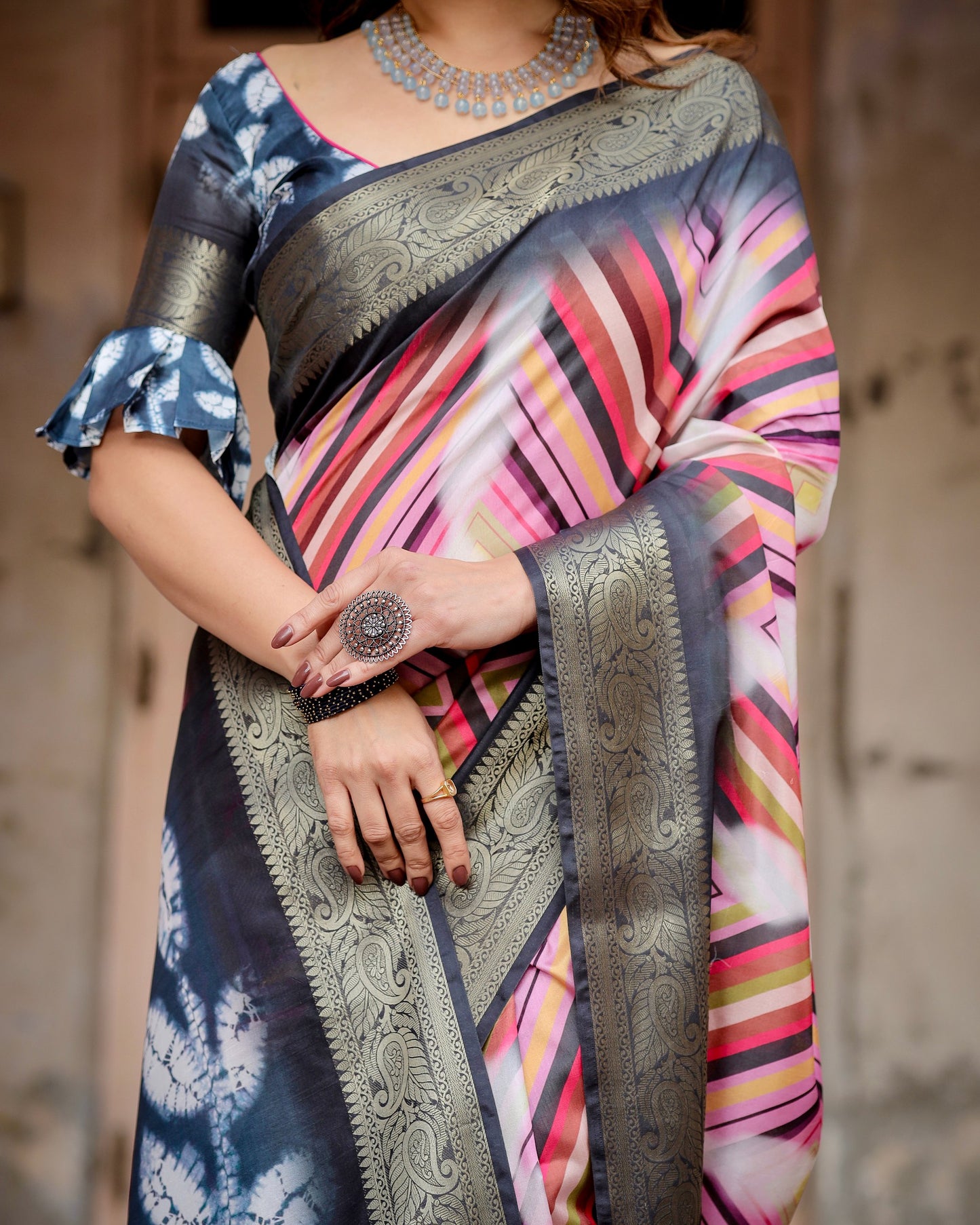 Pure Silk Digital Printed Occasions Wear Special Saree.