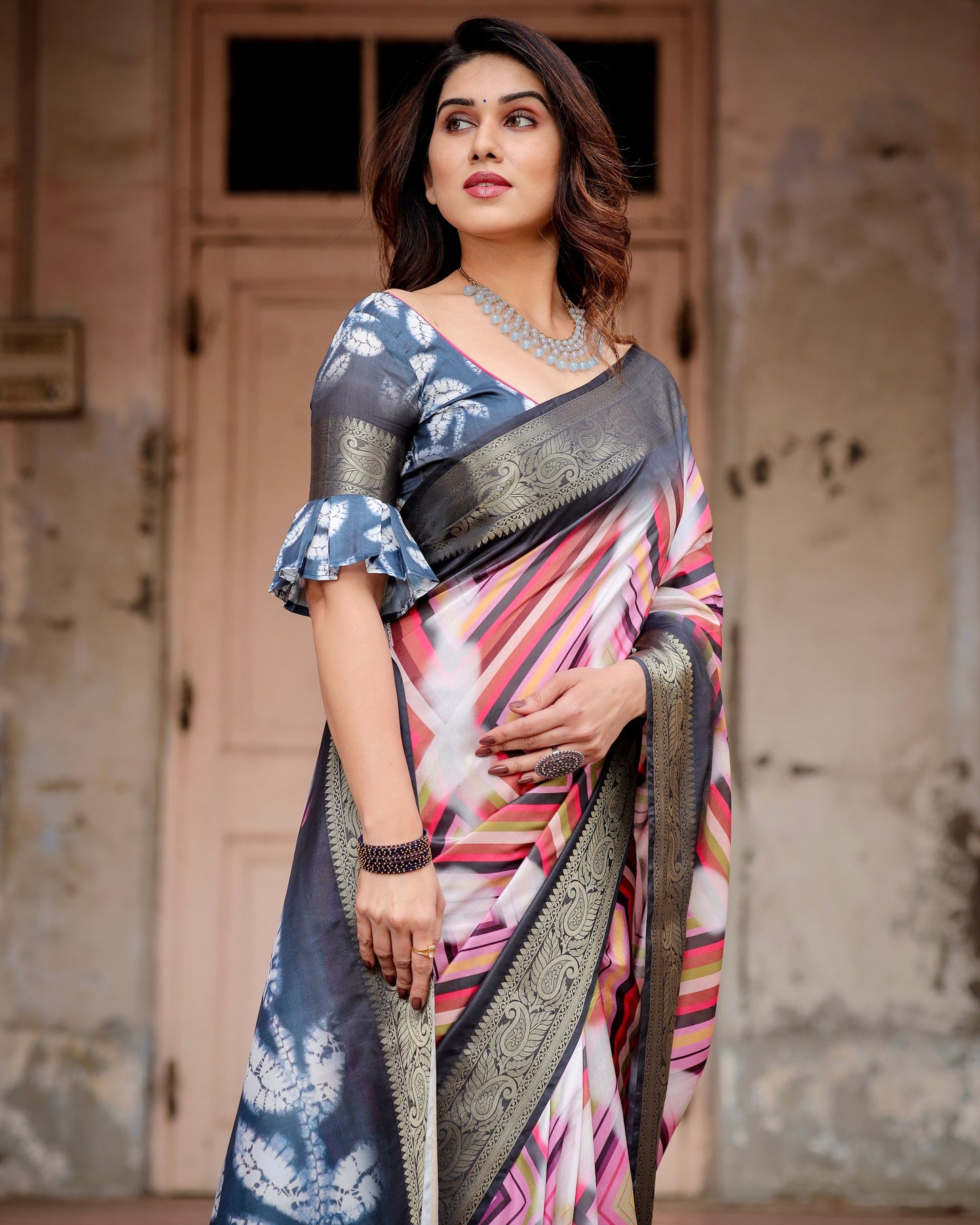 Pure Silk Digital Printed Occasions Wear Special Saree.