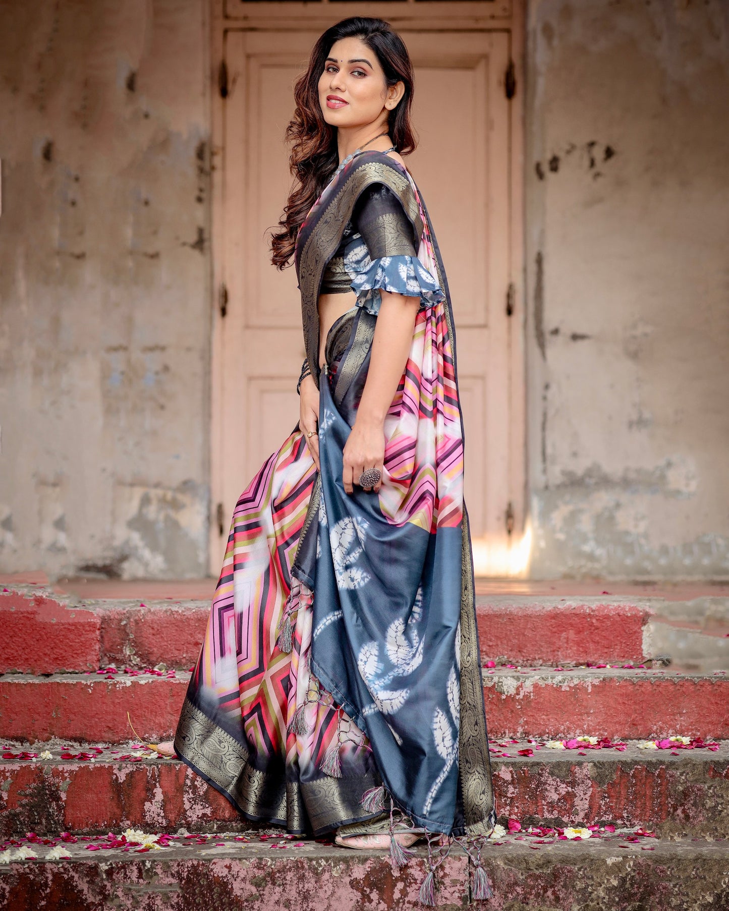 Pure Silk Digital Printed Occasions Wear Special Saree.