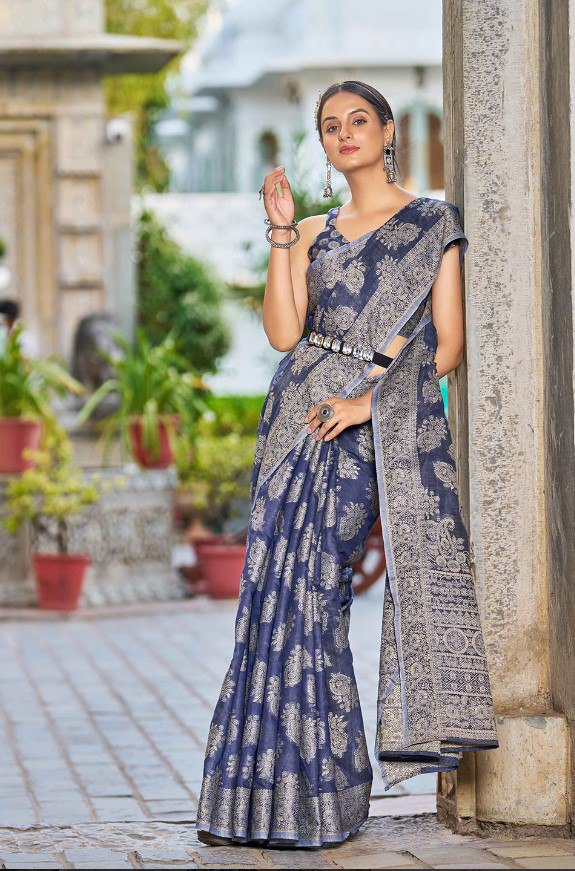 Wedding Functions Special Chikankari Linen Cotton Saree Collection.