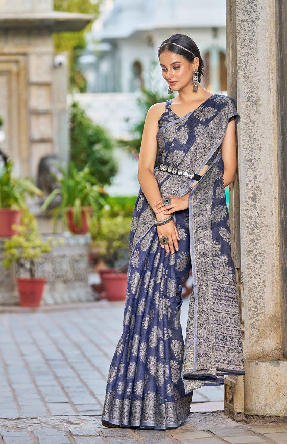Wedding Functions Special Chikankari Linen Cotton Saree Collection.