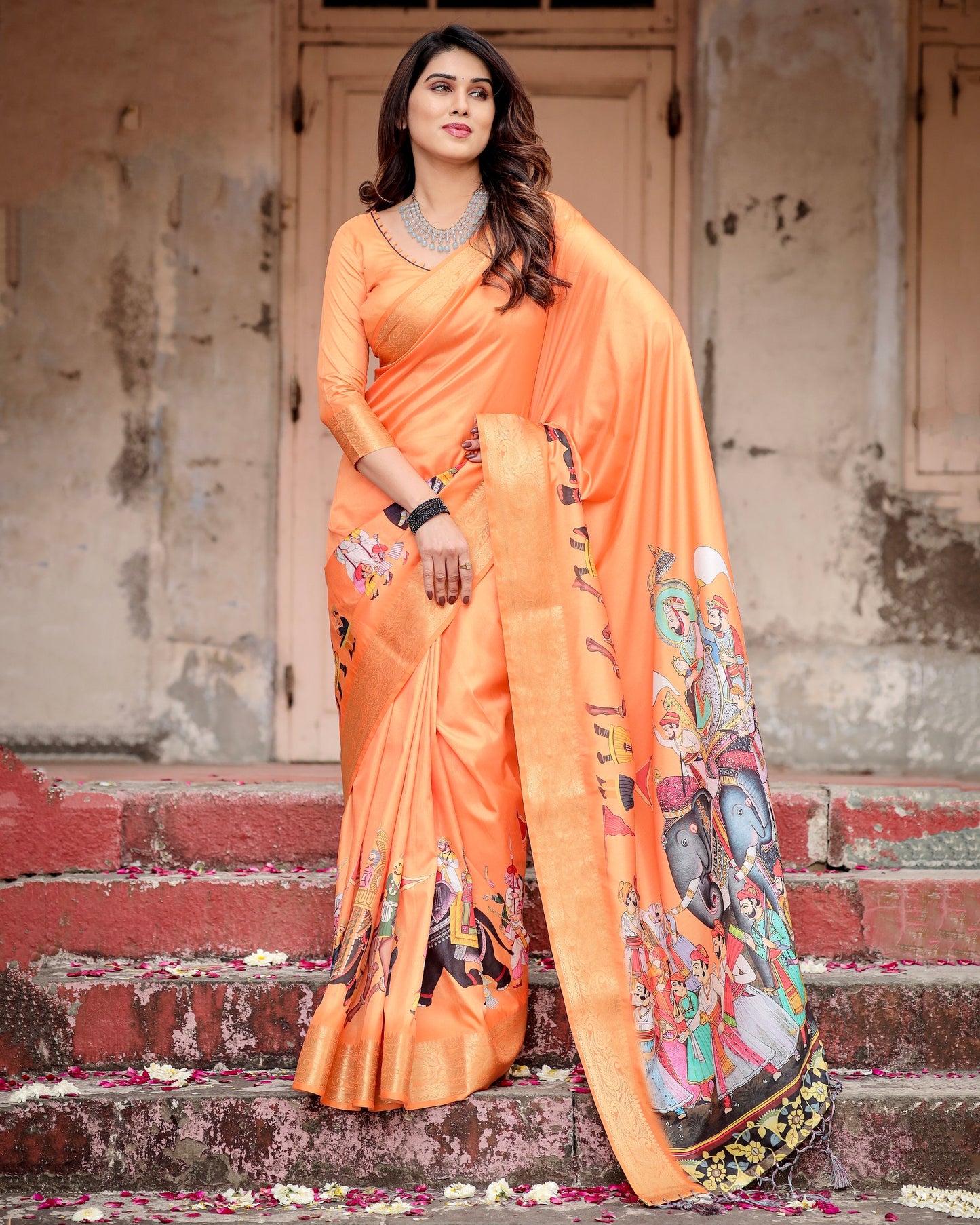 Exclusive Designer Digital Printed Pure Silk saree.