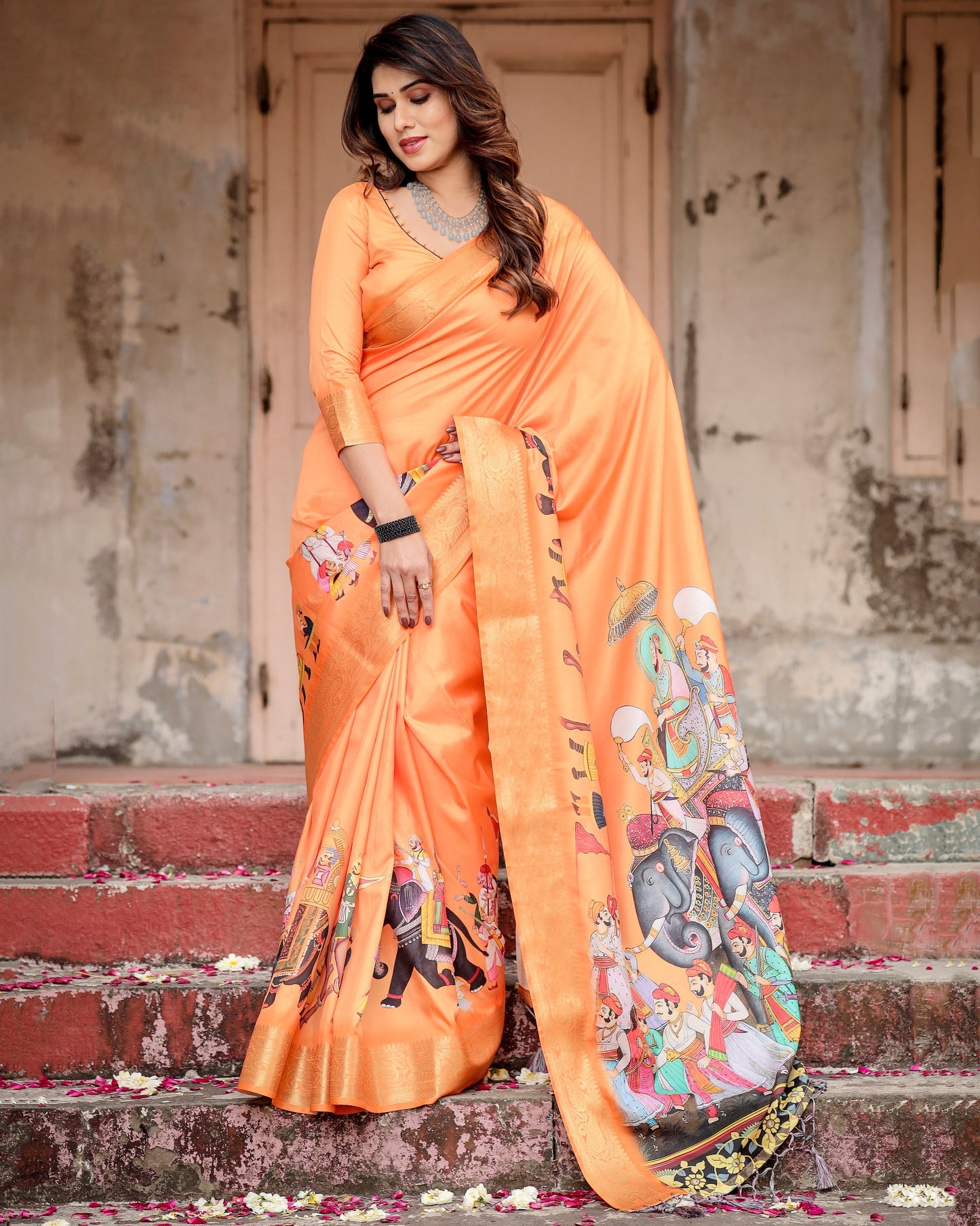 Exclusive Designer Digital Printed Pure Silk saree.
