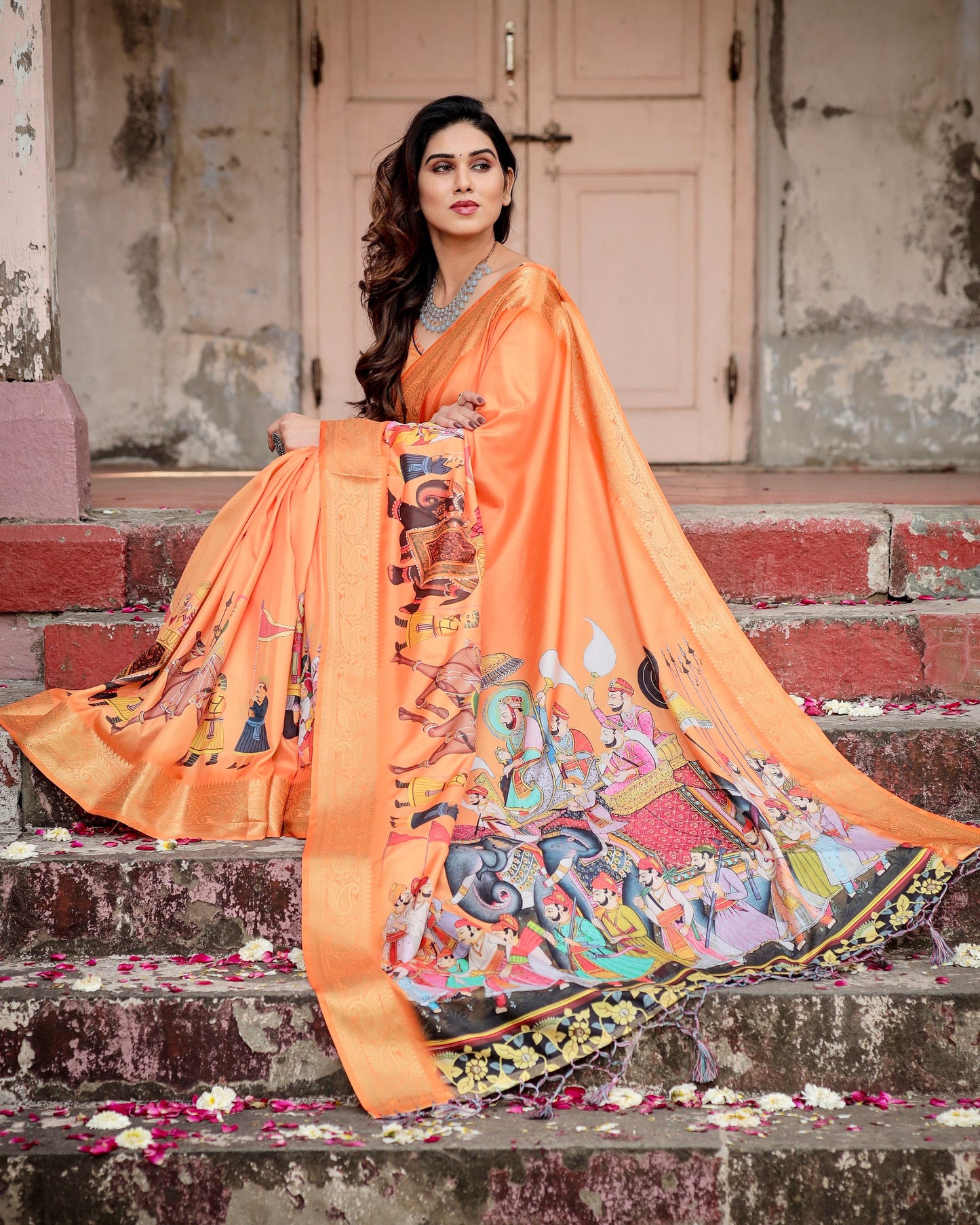 Exclusive Designer Digital Printed Pure Silk saree.