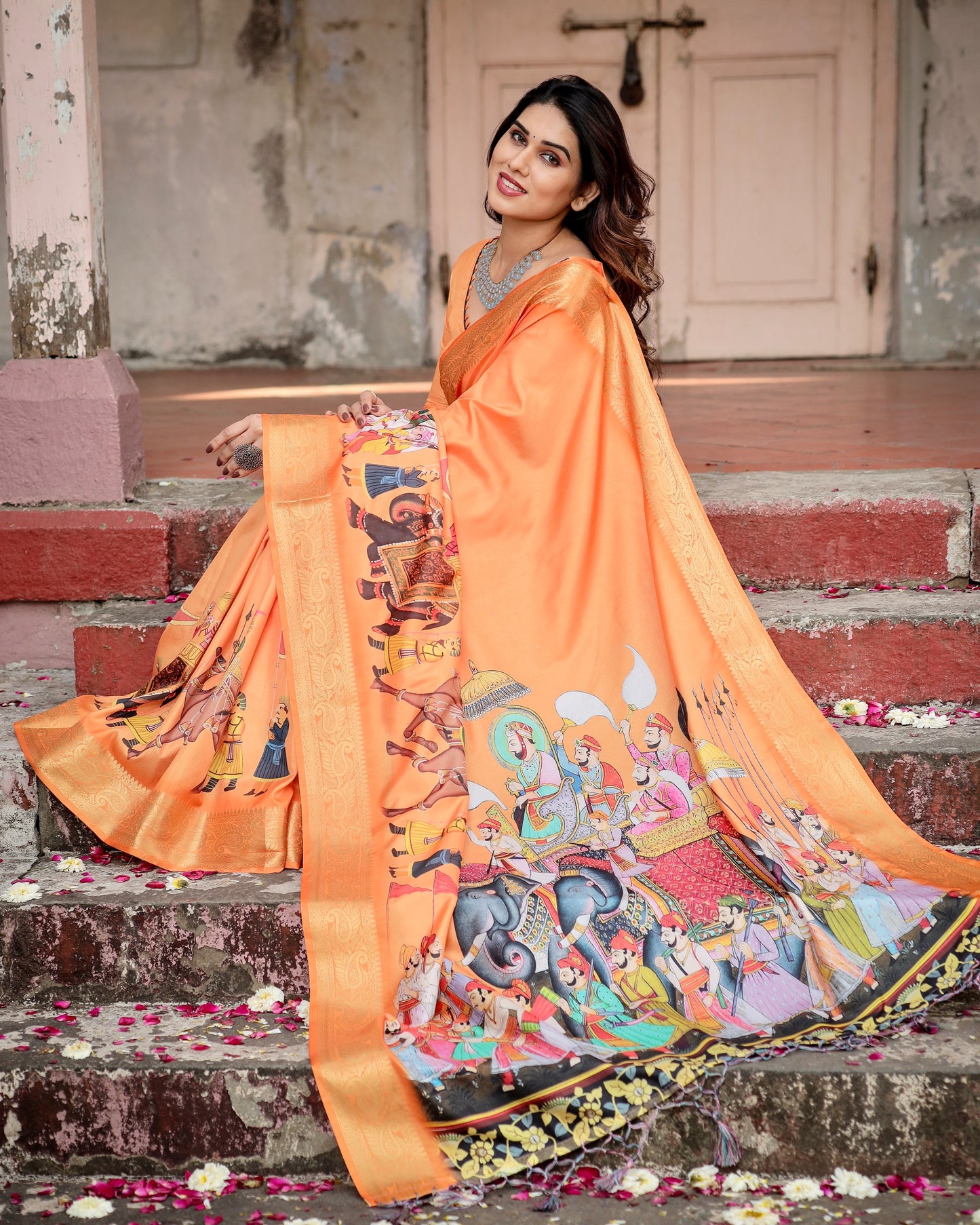 Exclusive Designer Digital Printed Pure Silk saree.
