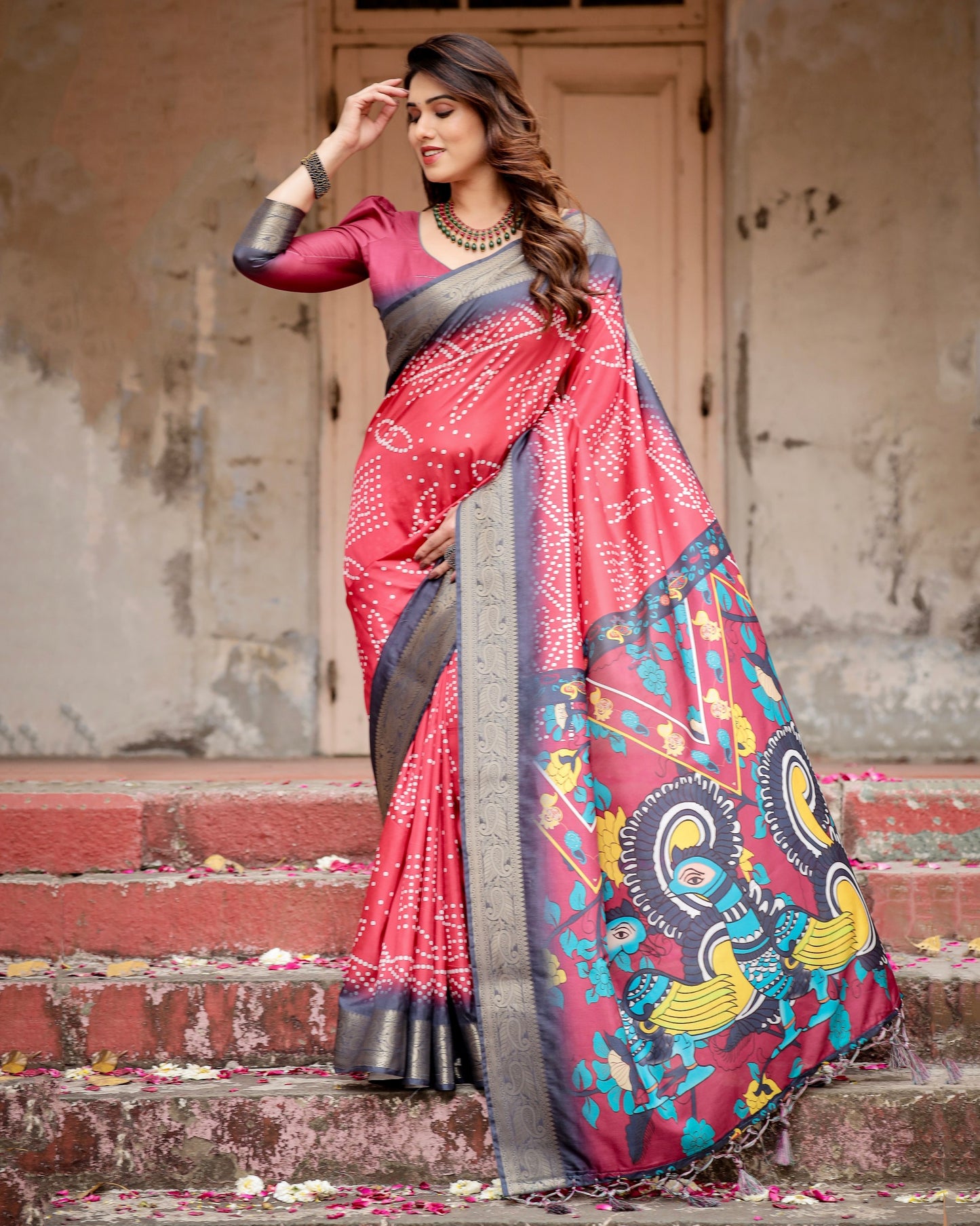 Pretty Bandhni Printed Pure Silk Saree Collection.