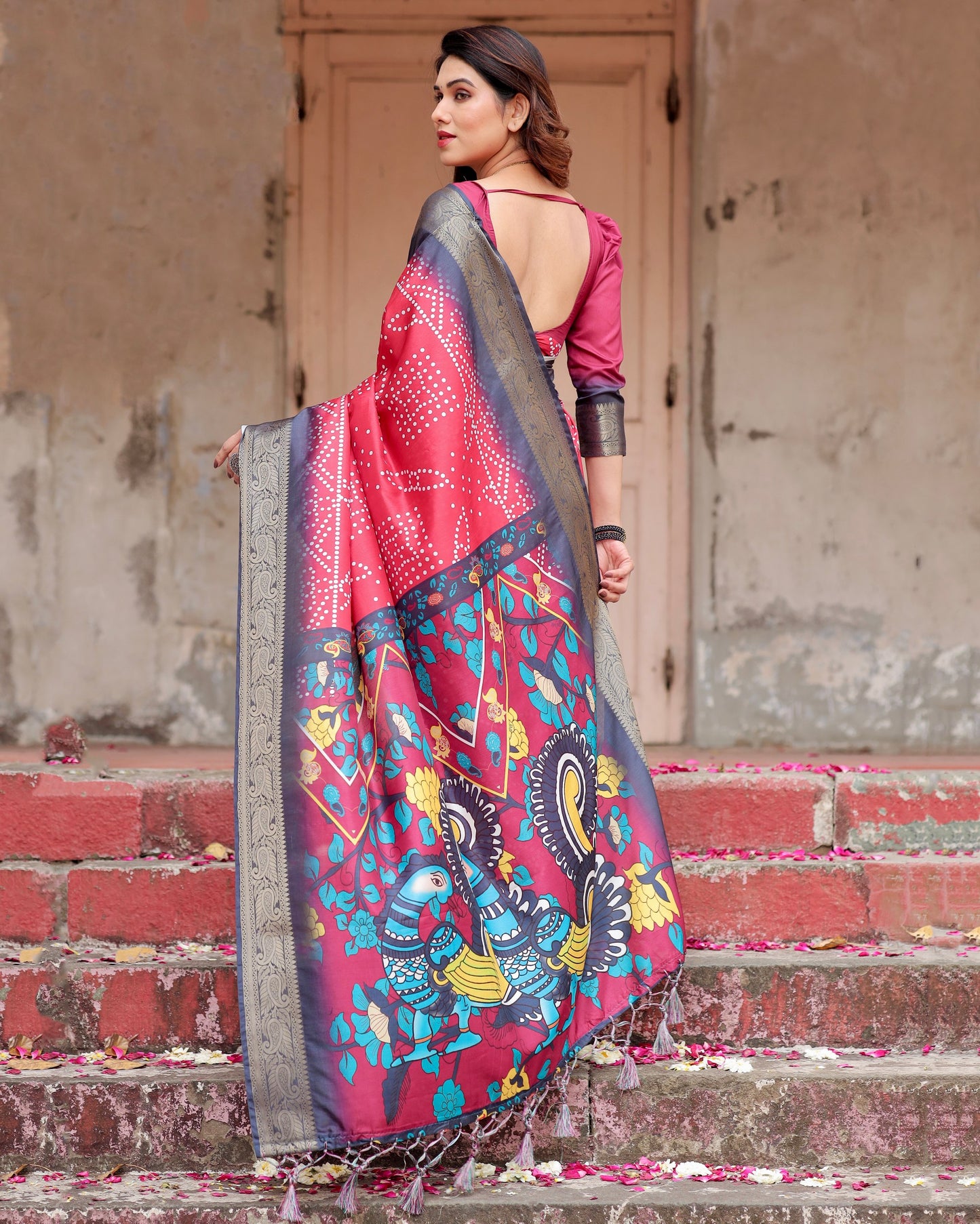Pretty Bandhni Printed Pure Silk Saree Collection.