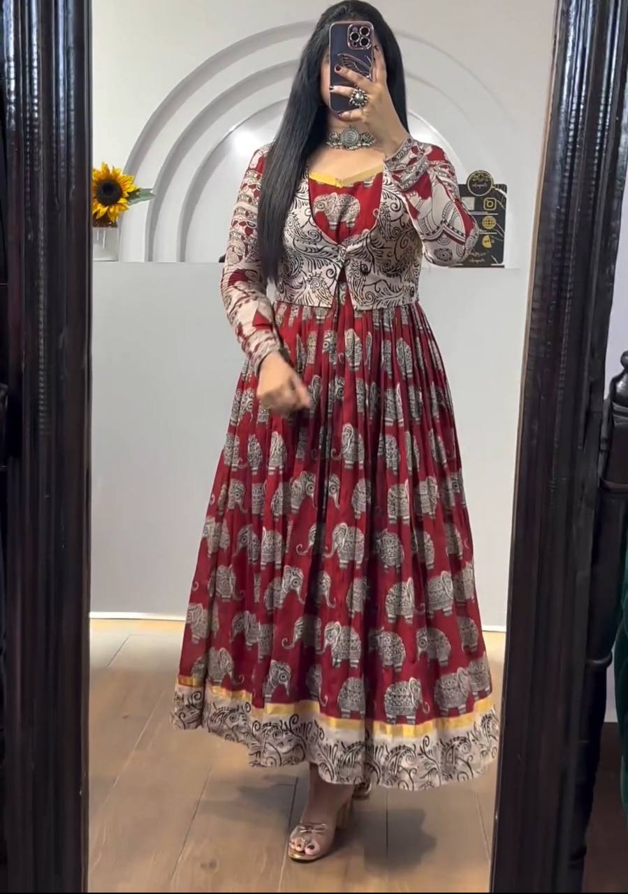 Latest Trending Kalamkari Printed Gown Collection.