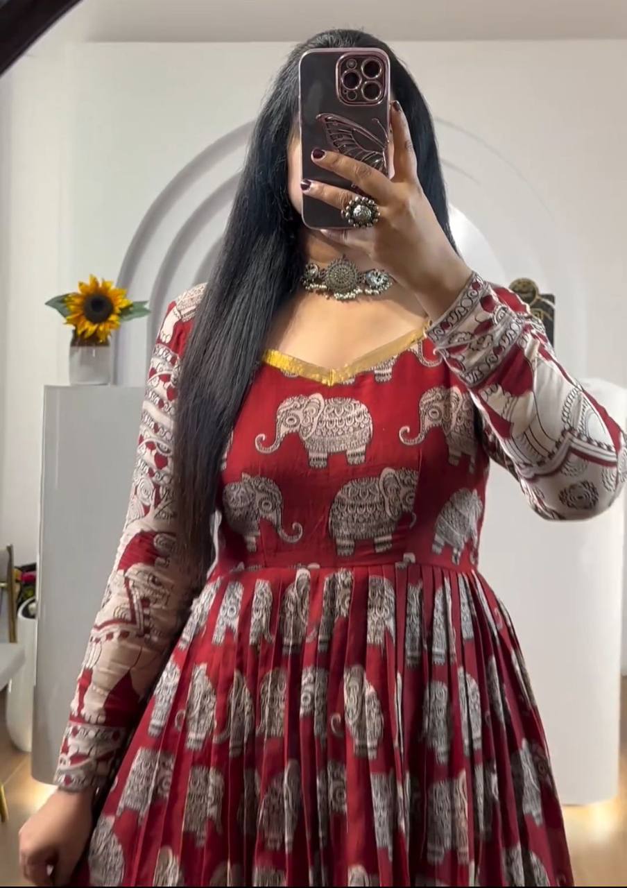 Latest Trending Kalamkari Printed Gown Collection.