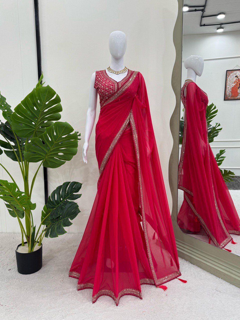Pretty Pink Designer Party Wear Saree Collection.