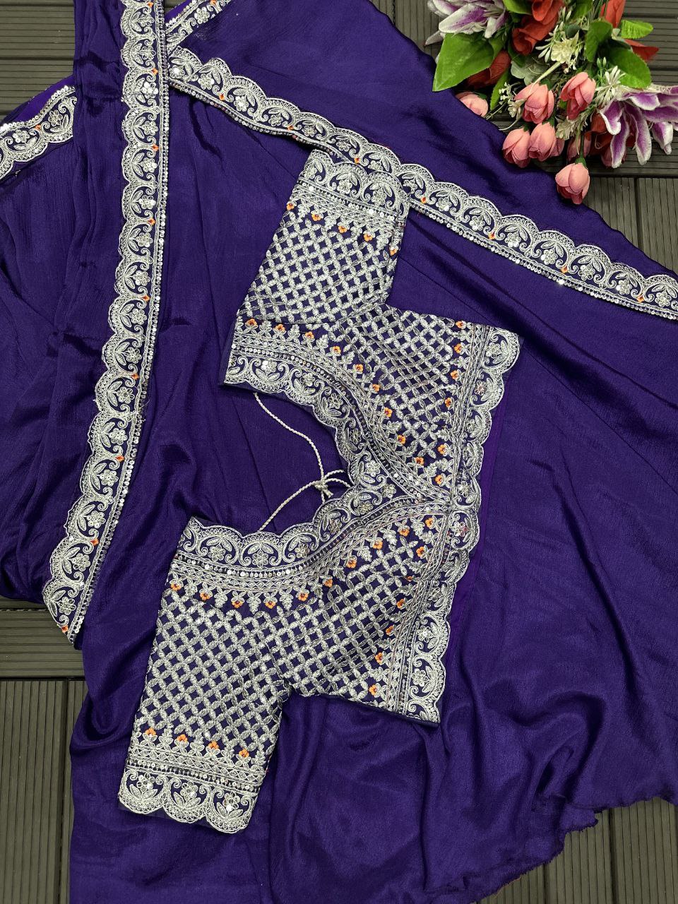 Beautiful Purple Designer Lehenga Saree Collection.