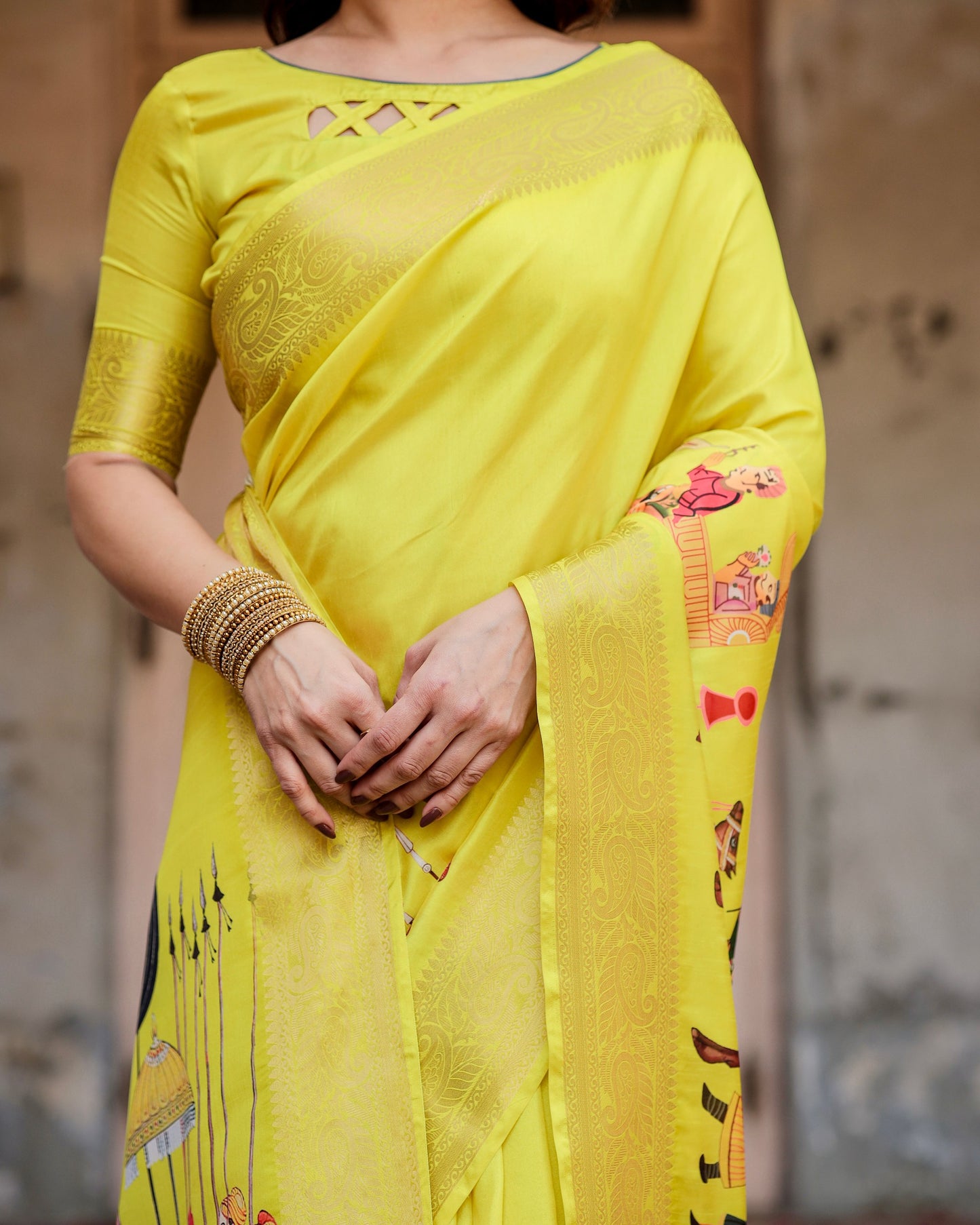 Haldi Ceremony Special Pure Silk Rich Yellow Saree.
