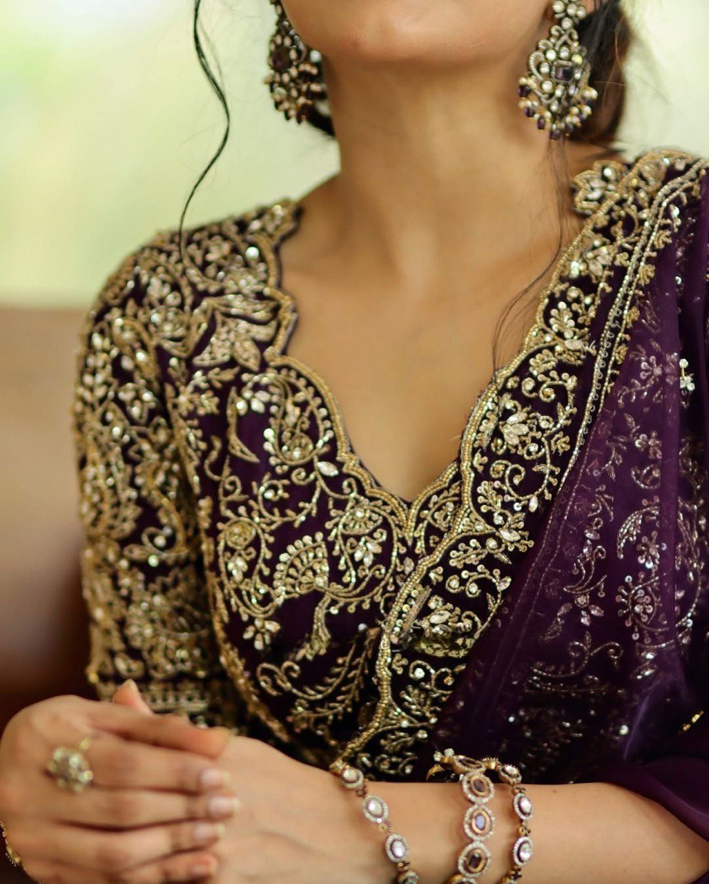 Beautiful Designer Purple Organza Silk Saree Collection.