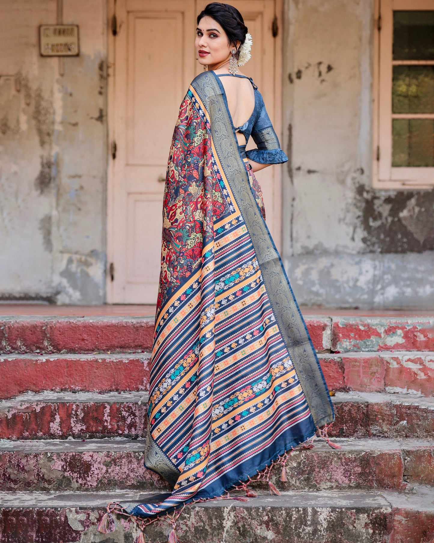 Traditional Impressive Look Pure Silk Digital Printed Saree.