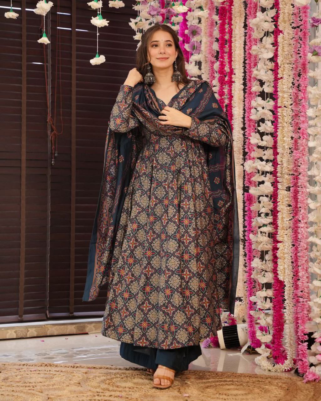 Latest Designer Party Wear Anarkali Plazzo Suit Set.