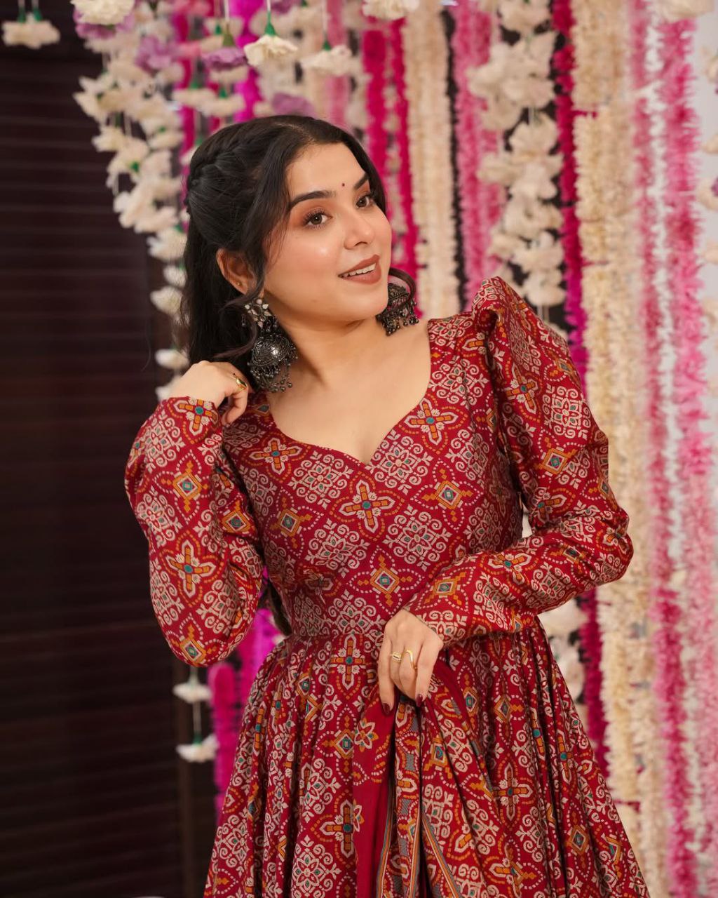 Pretty Heavy Premium Pure Cotton Printed Designer Anarkali Suit Set.