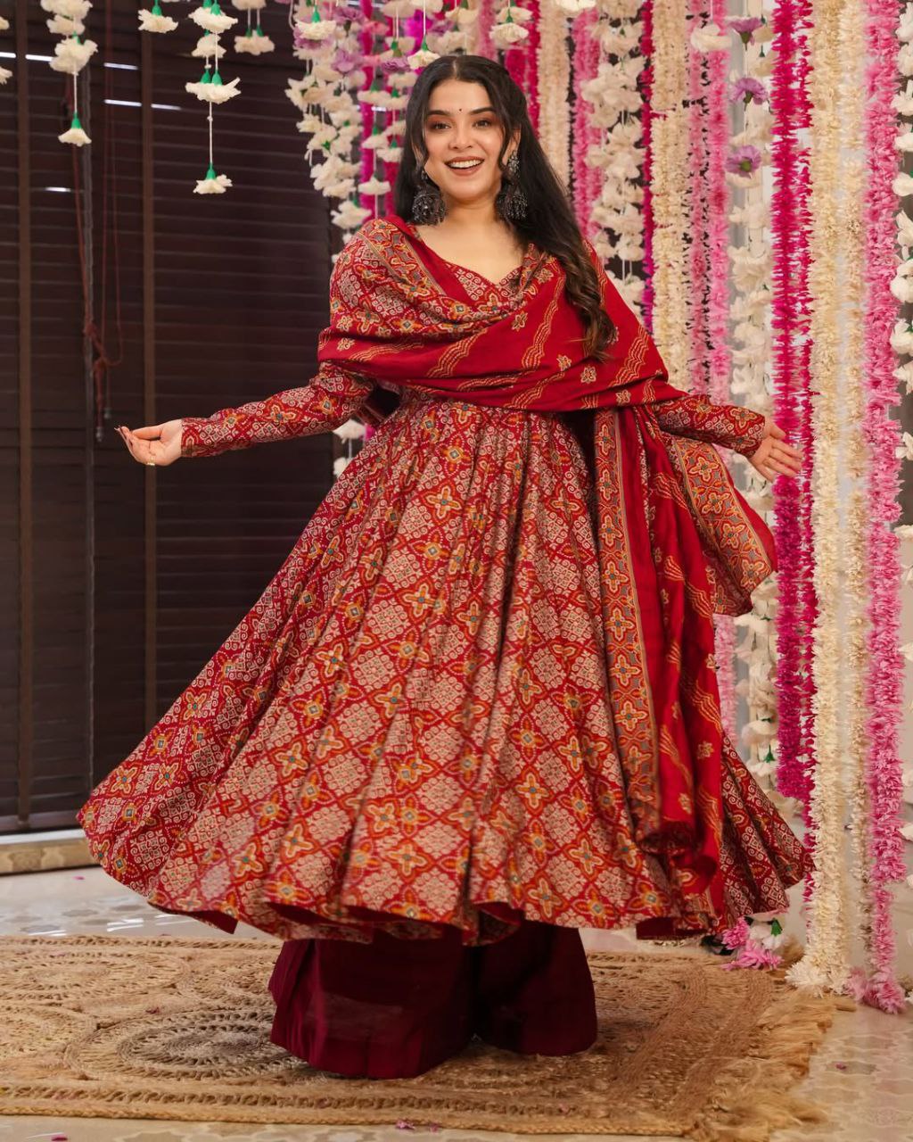 Pretty Heavy Premium Pure Cotton Printed Designer Anarkali Suit Set.