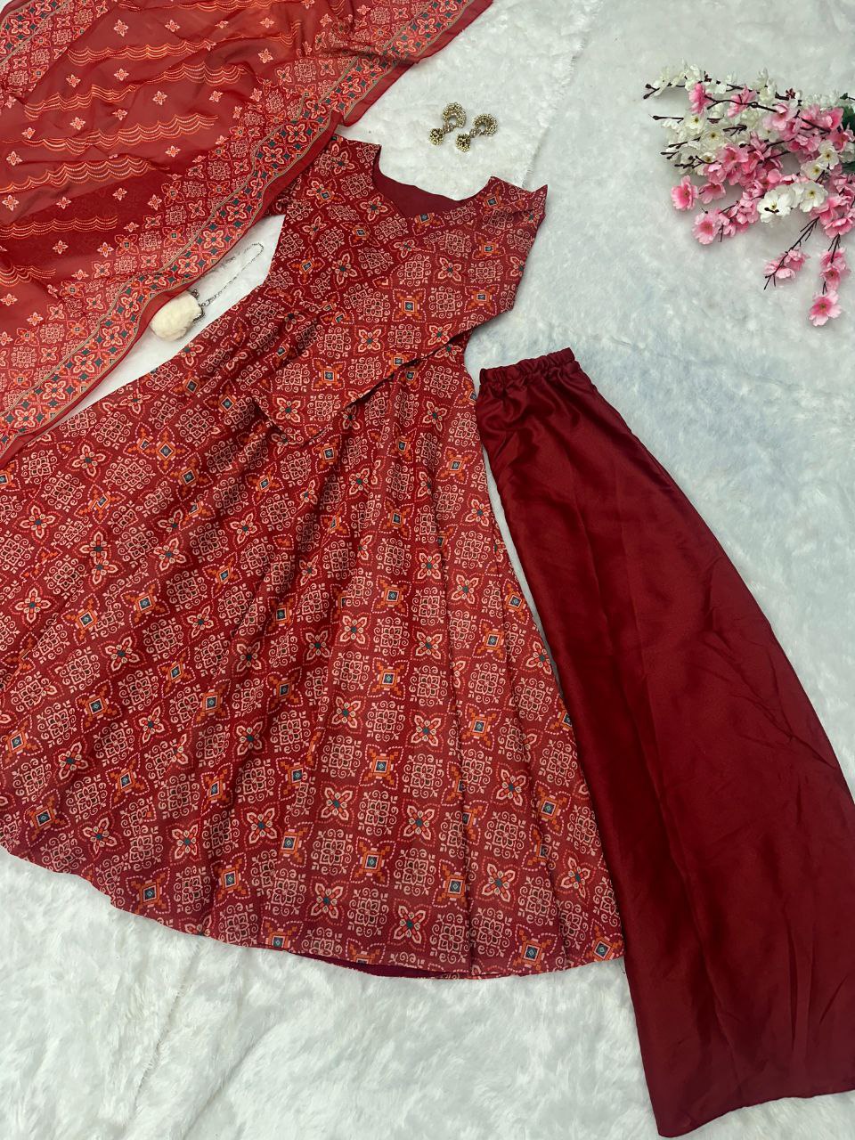Pretty Heavy Premium Pure Cotton Printed Designer Anarkali Suit Set.
