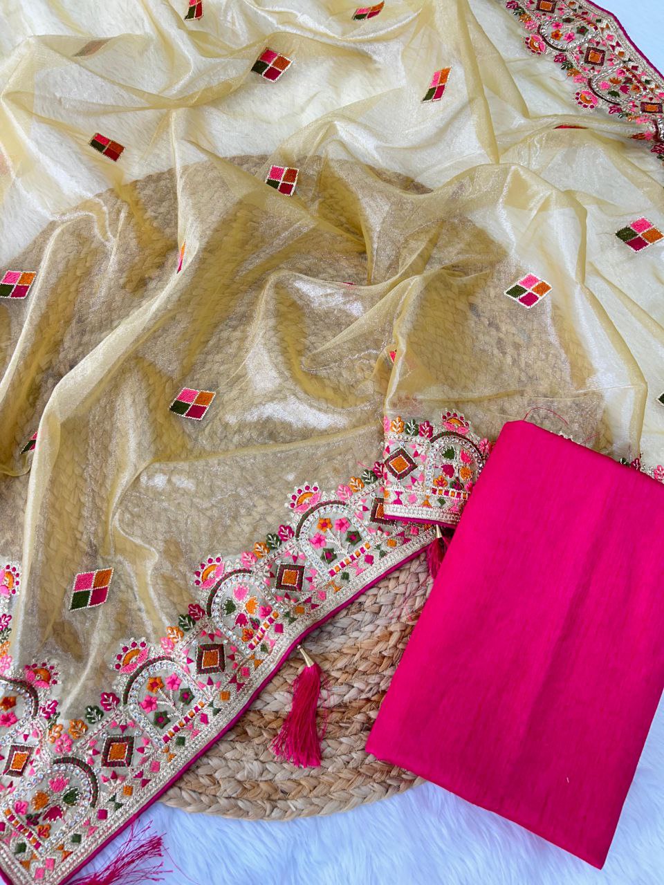 Pretty Twill Net Designer Party Wear Saree Collection.