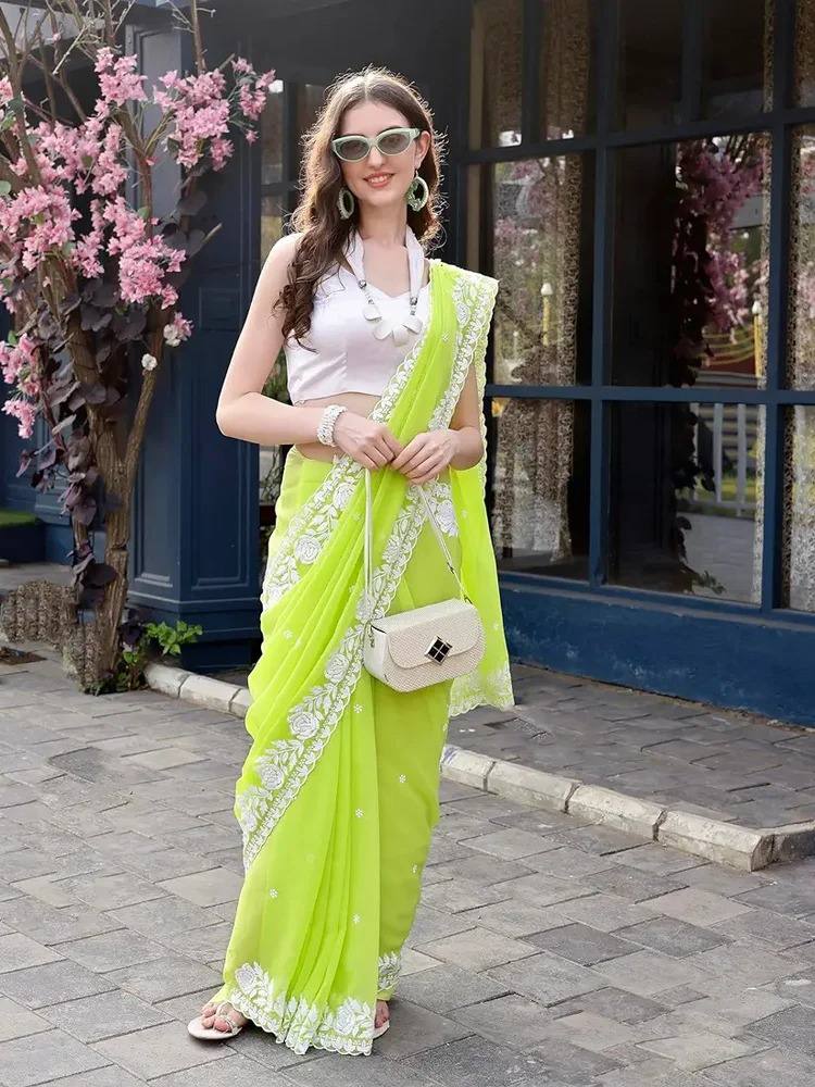 Beautiful party wear saree collection.