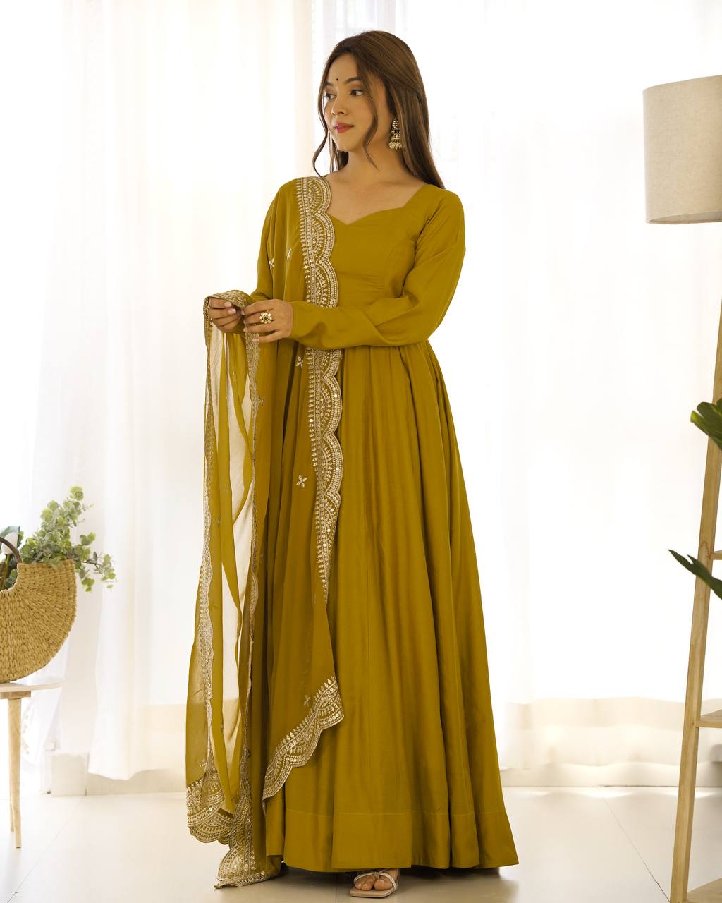 Haldi Functions Special New Mustard Gown Collection.
